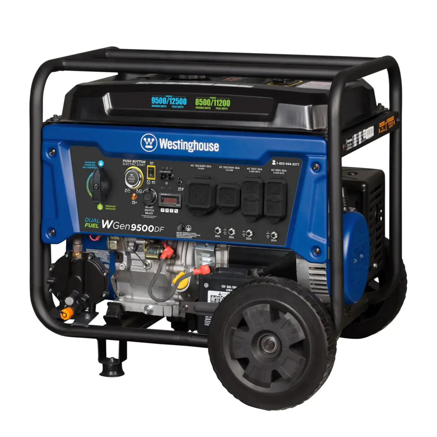 Westinghouse 12500 Watt Dual Fuel Home Backup Portable Generator, Remote Electric Start, Transfer Switch Ready, Gas and Propane Powered