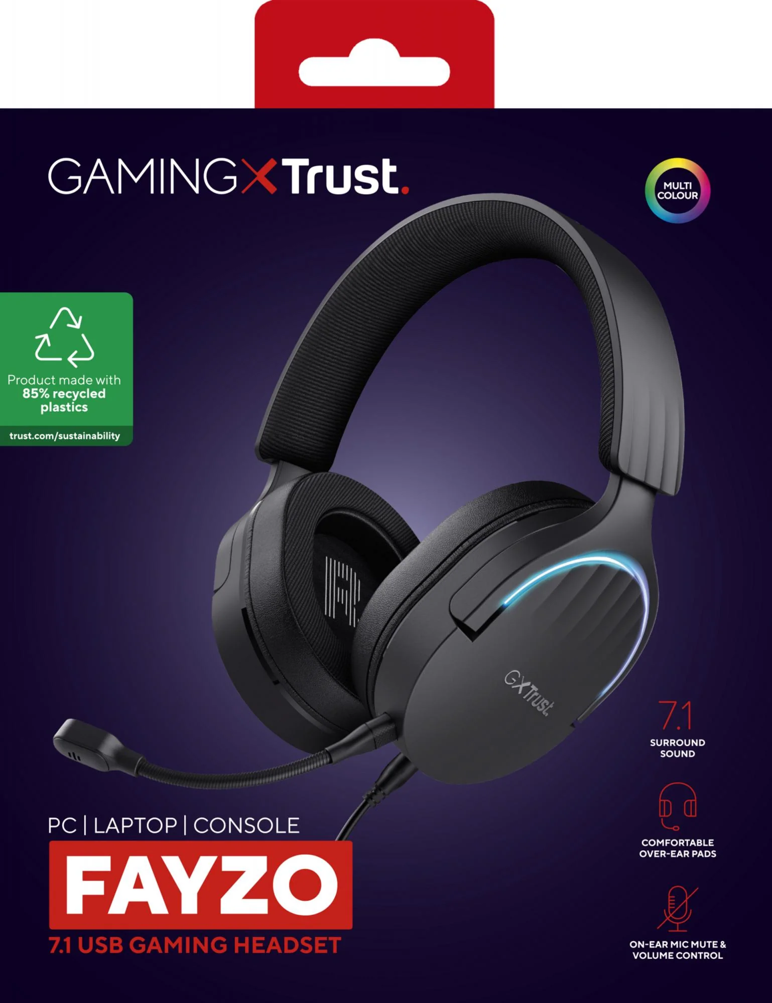 TRUST GXT490 FAYZO 7.1 USB HEADSET - SORT