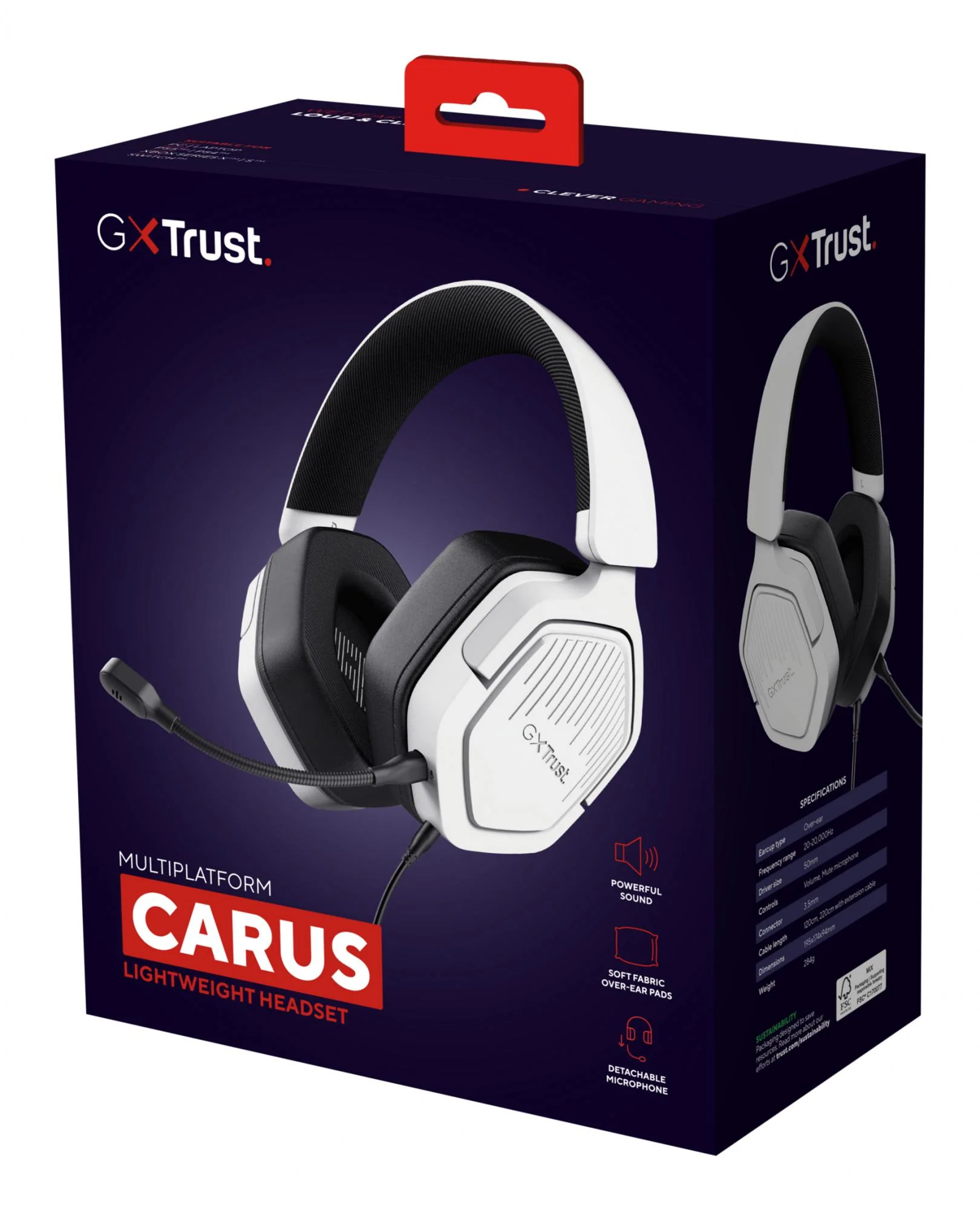 TRUST GXT492W CARUS HEADSET - HVID