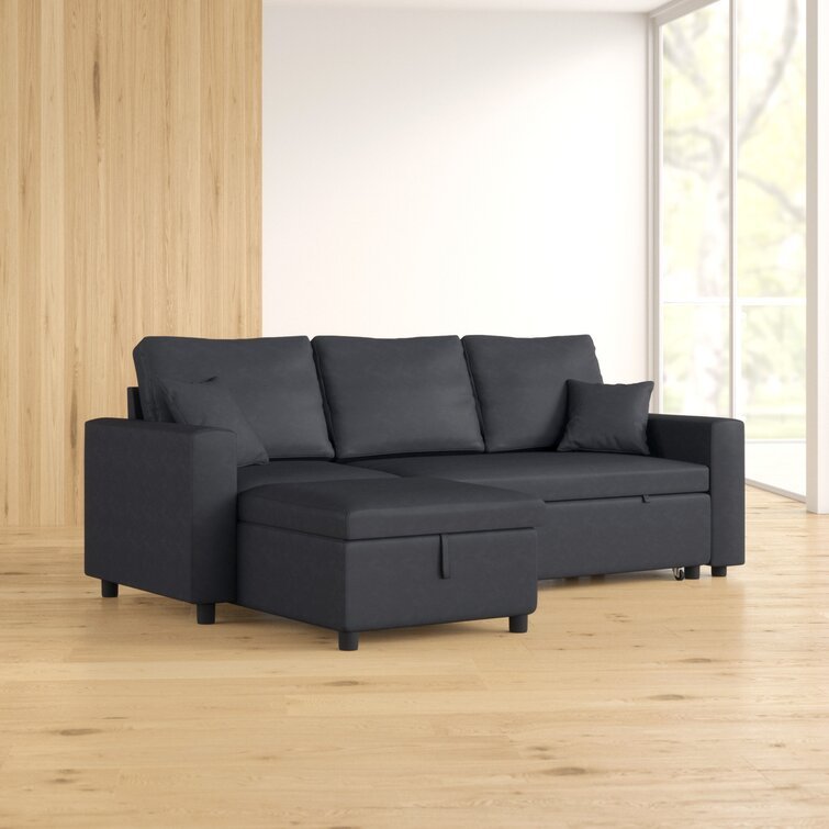 Vernita 87鈥测€?Wide Linen Reversible Sleeper Sofa & Chaise - Online Shop