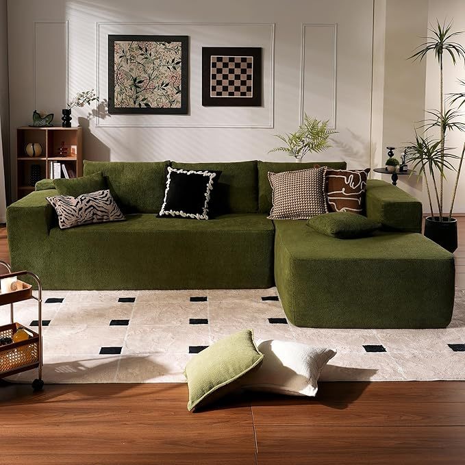 Ovios 106 Cloud Sectional Couch with L-Shape Chaise.Modern Modular Sofa with Deep Seat.Upholstered Couches for Living Room Bedroom.No Assembly Required - Online Shop