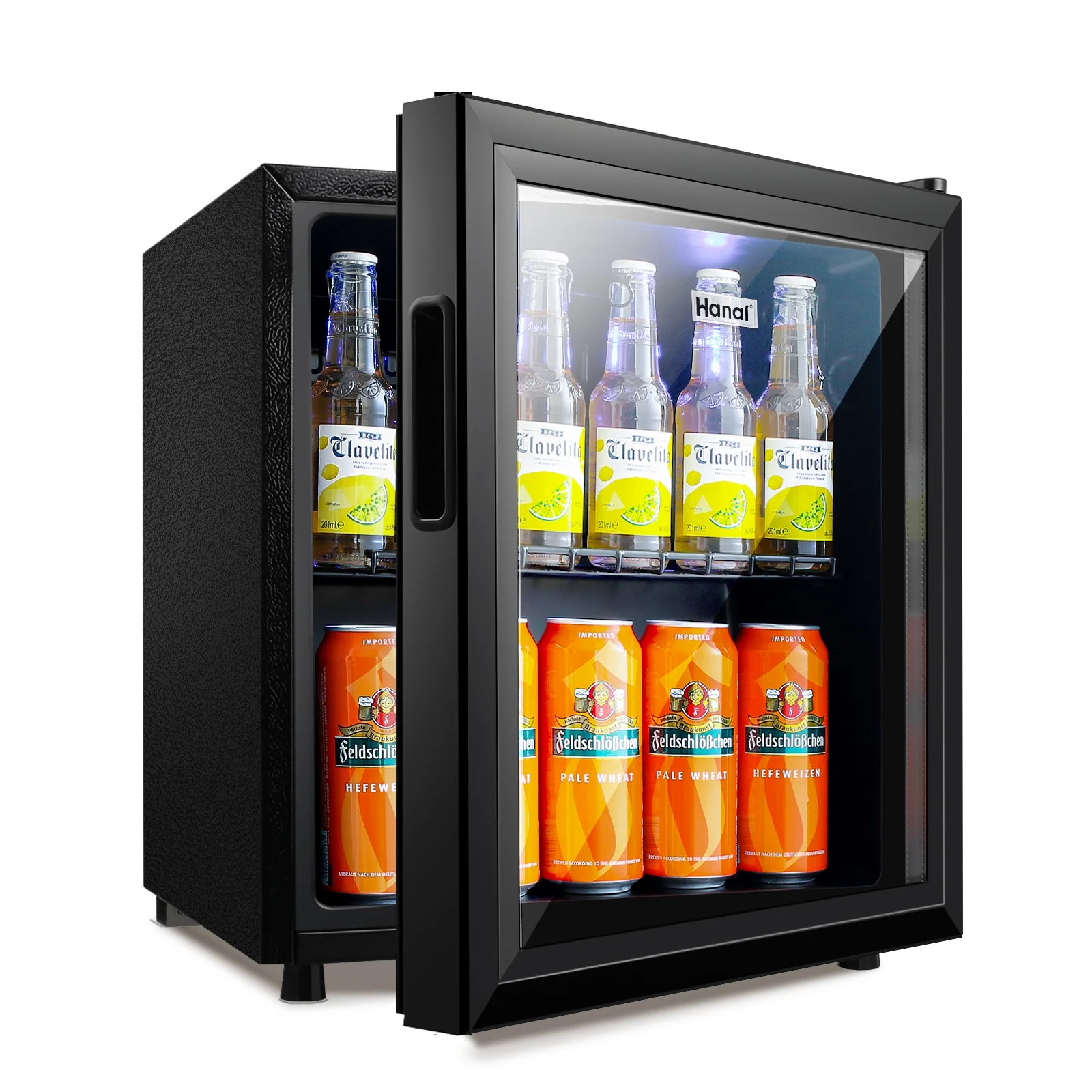 62-Can Beverage Cooler and Refrigerator, Small Mini Fridge for Home, Office or Bar with Glass Door and Adjustable Removable Shelves��Perfect for Soda Beer or Wine, Stainless Steel, 1.6 Cu.Ft.