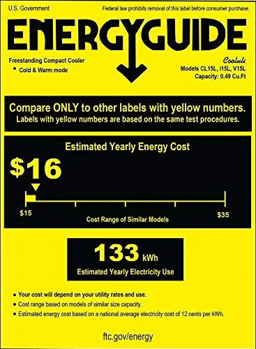 Cooluli Infinity Black 15 Liter Compact Portable Cooler Warmer Mini Fridge for Bedroom, Office, Dorm, Car - Great for Skincare & Cosmetics (110-240V/12V)