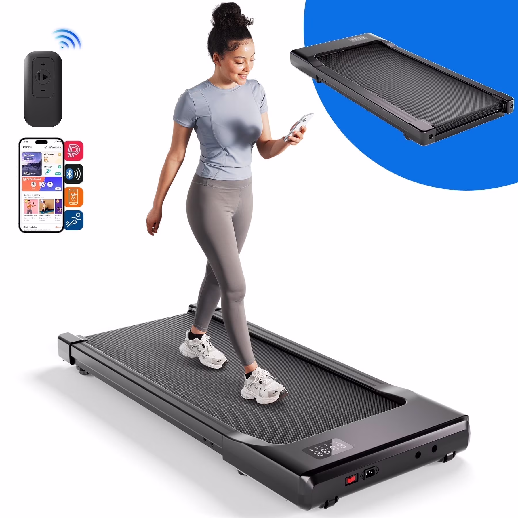 Walking Pad Treadmill with Remote Control,Under Desk Treadmill for Home&Office, 250 lbs Weight Capacity
