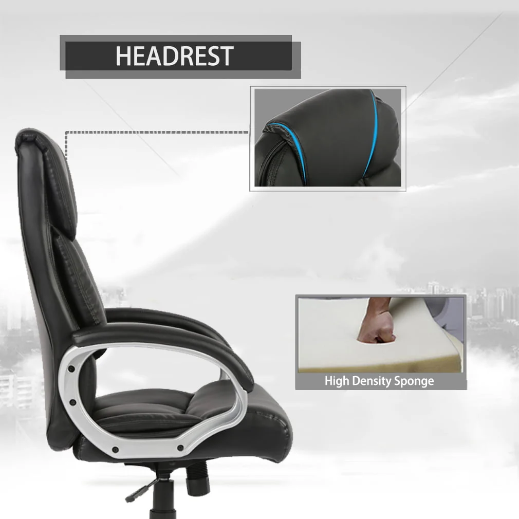 BestOffice Ergonomic Executive High Back PU Leather Office Gaming Massage Chair with Lumbar Support Headrest Armrest Swivel, Metal Base