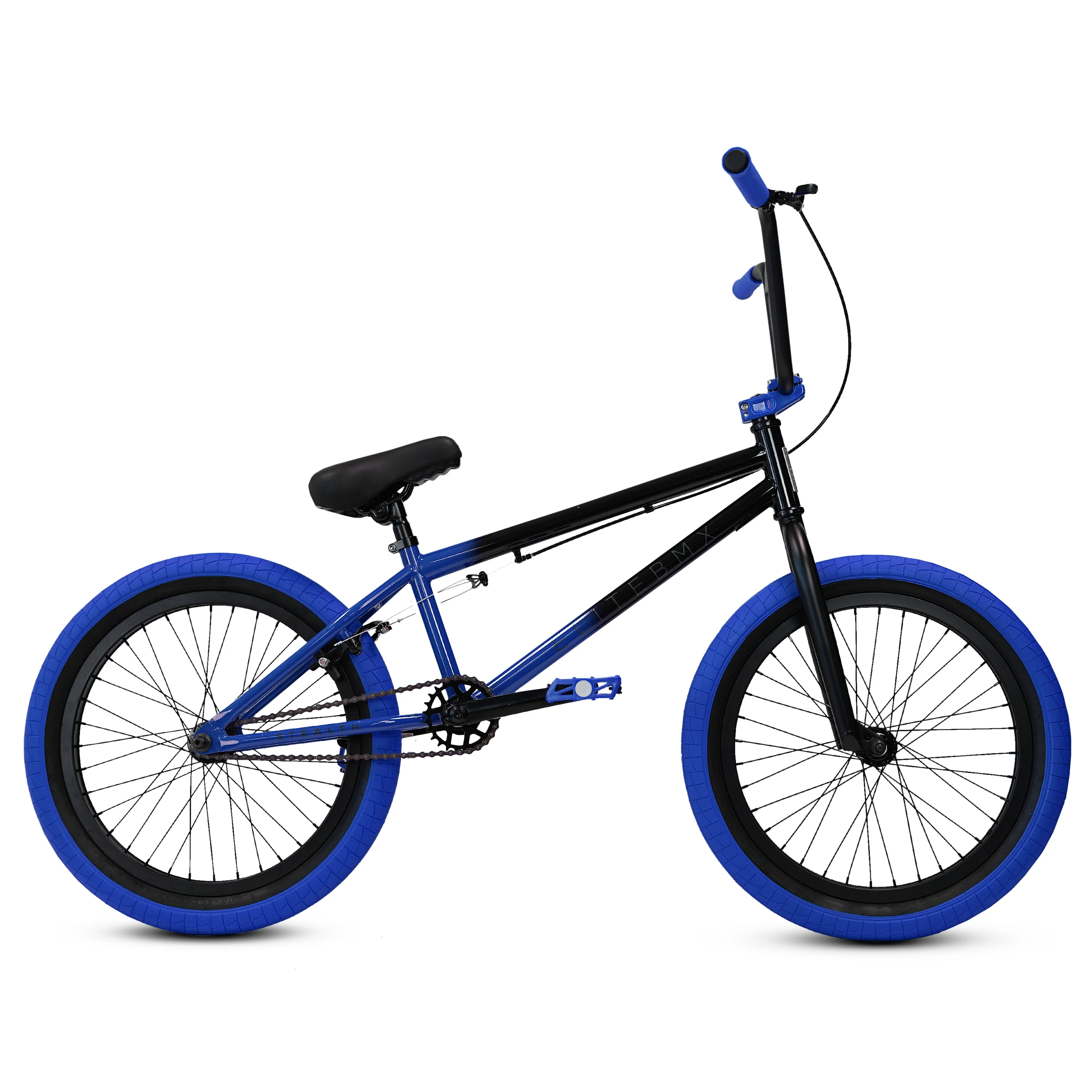 Elite BMX Bicycle 20�� Freestyle Bike - Stealth Blue Purple Ideal for Ages 7 to 18 Years
