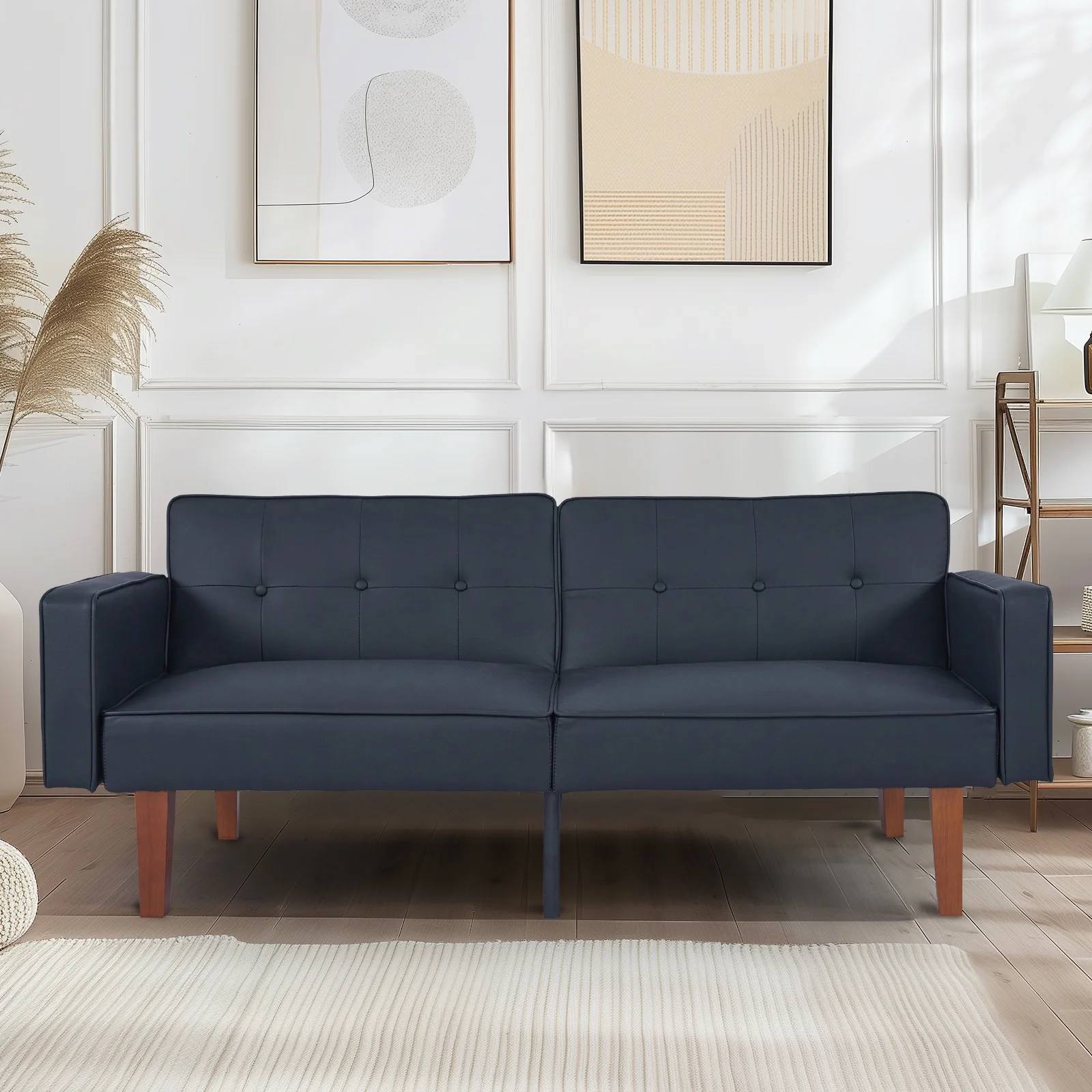 Sofa Bed, Convertible Memory Foam Futon Couch, Adjustable Sleeper Sofa Bed for Living Room, Gray