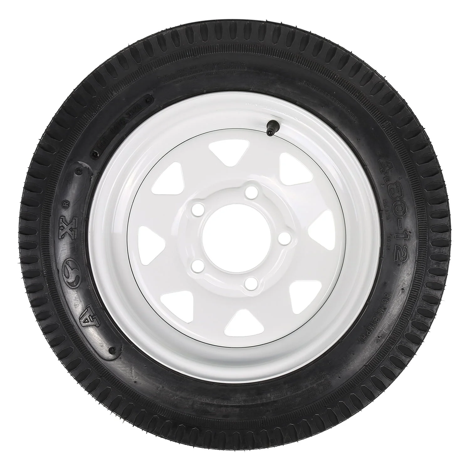 1AutoDepot 4.80-12 4.80x12 480-12 4.8-12 Trailer Tires with Rims, 5 Lug 6PR Load Range C, Set of 2