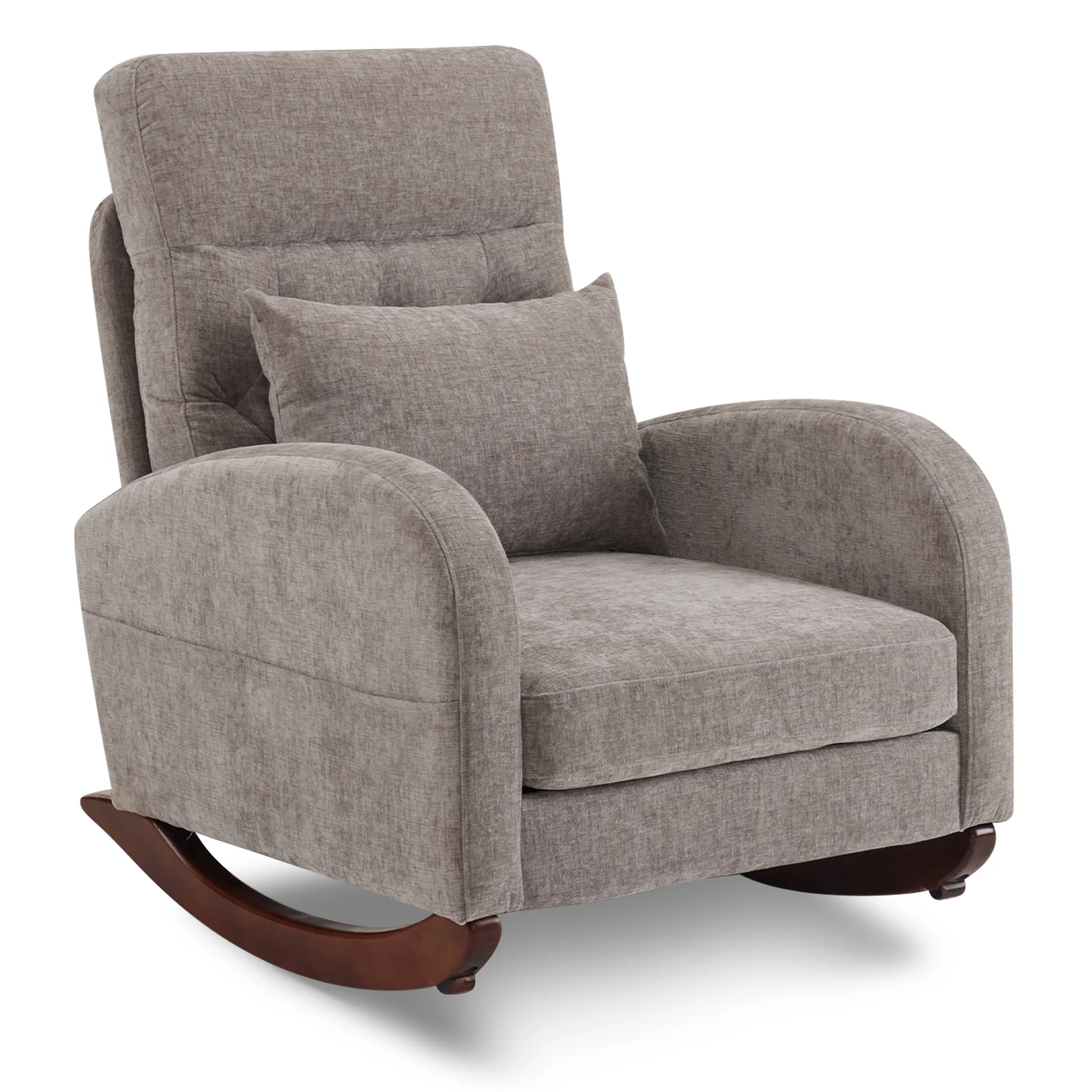 Ktaxon Rocking Accent Chair Glider Reading Chair Comfy Teddy Velvet Upholstered Single Sofa Rocker for Living Room, Nursery, Bedroom Beige