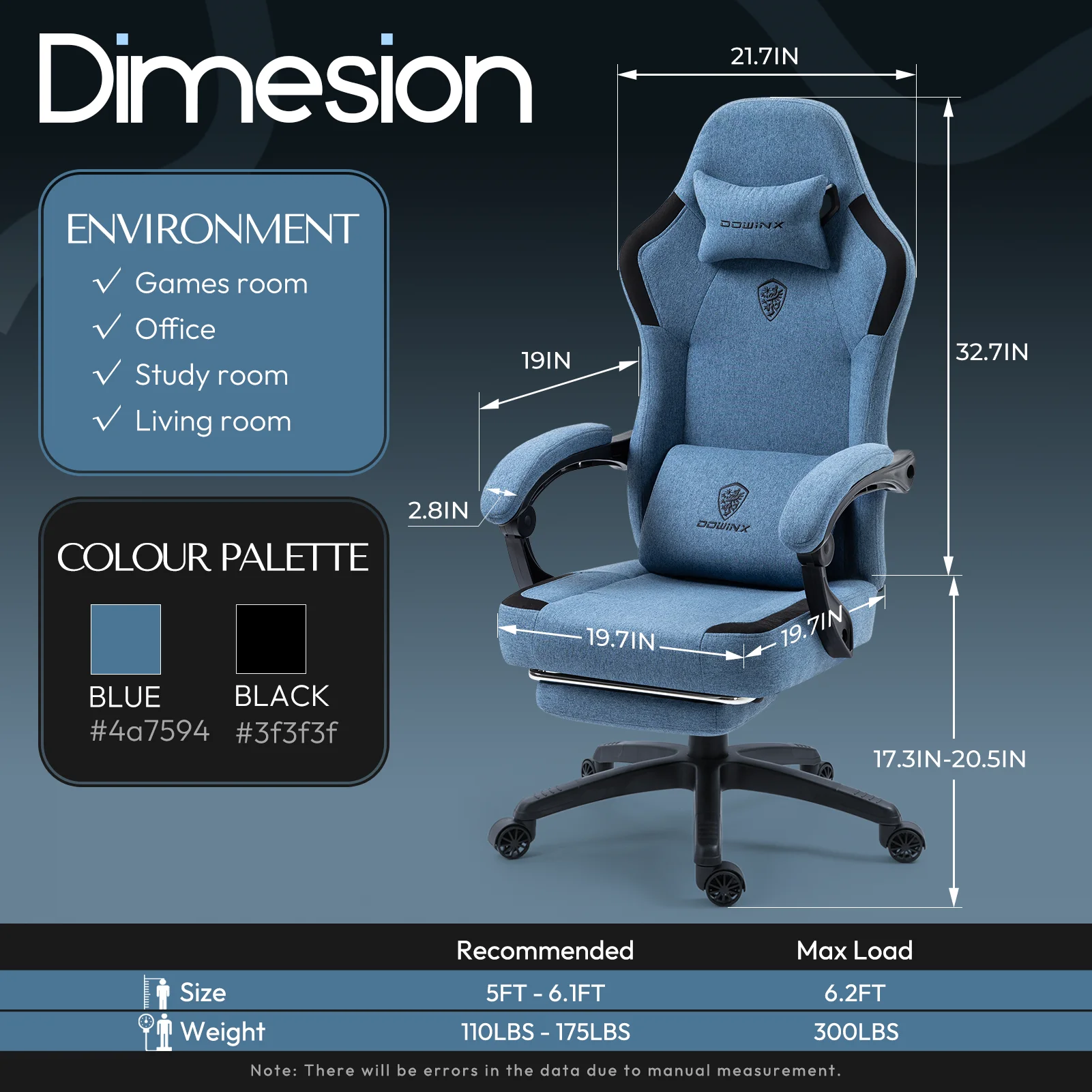 GOOSEA Fabric Gaming Chair with Pocket Spring Cushion, Breathable Computer Chair with Massage Lumbar Support and Footrest, High Back Office Chair for Adults, 300lbs, Grey