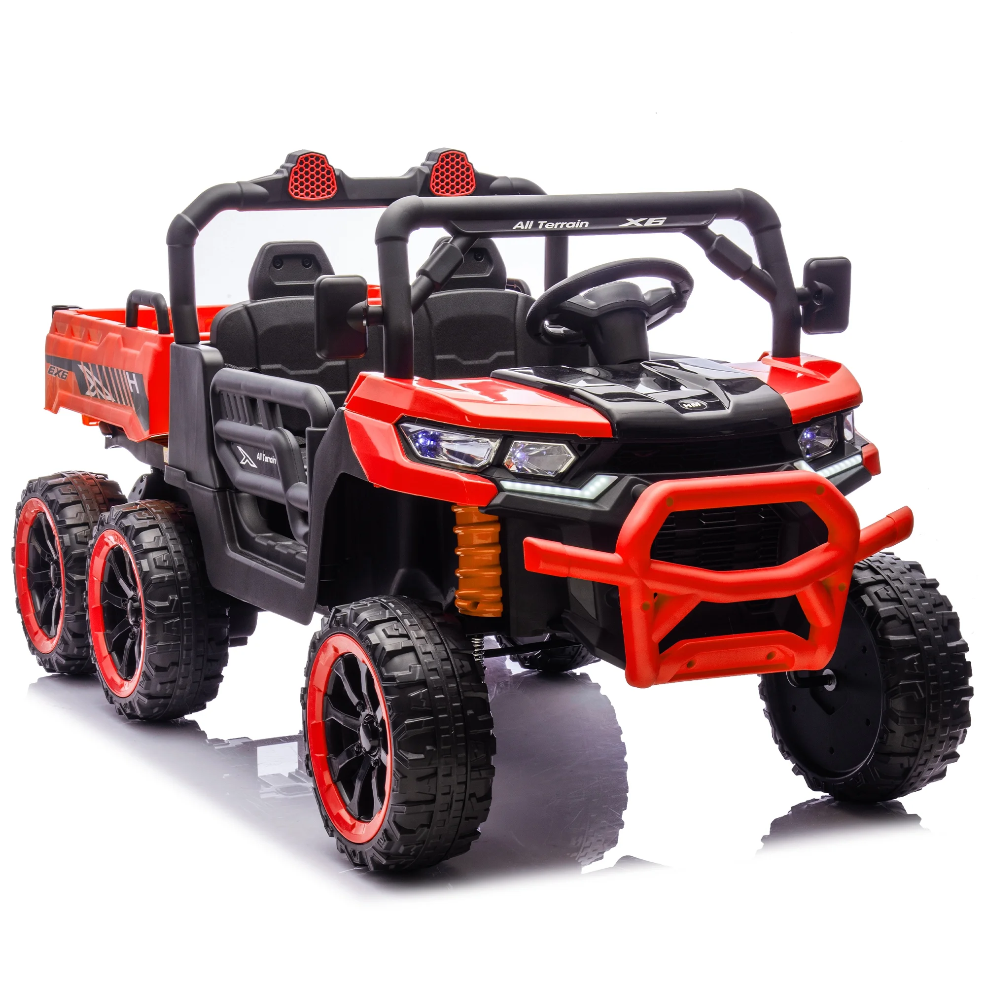 Xuanlur 24V 2 Seater Kids Ride on Car Truck, Ride on UTV W/ 2x200W Motor, 24 Volt Ride on Toys W/ Dump Bed/Shovel, Electric Car for Kids W/ Durable Tires, LED Light, Music, Remote Control, Black