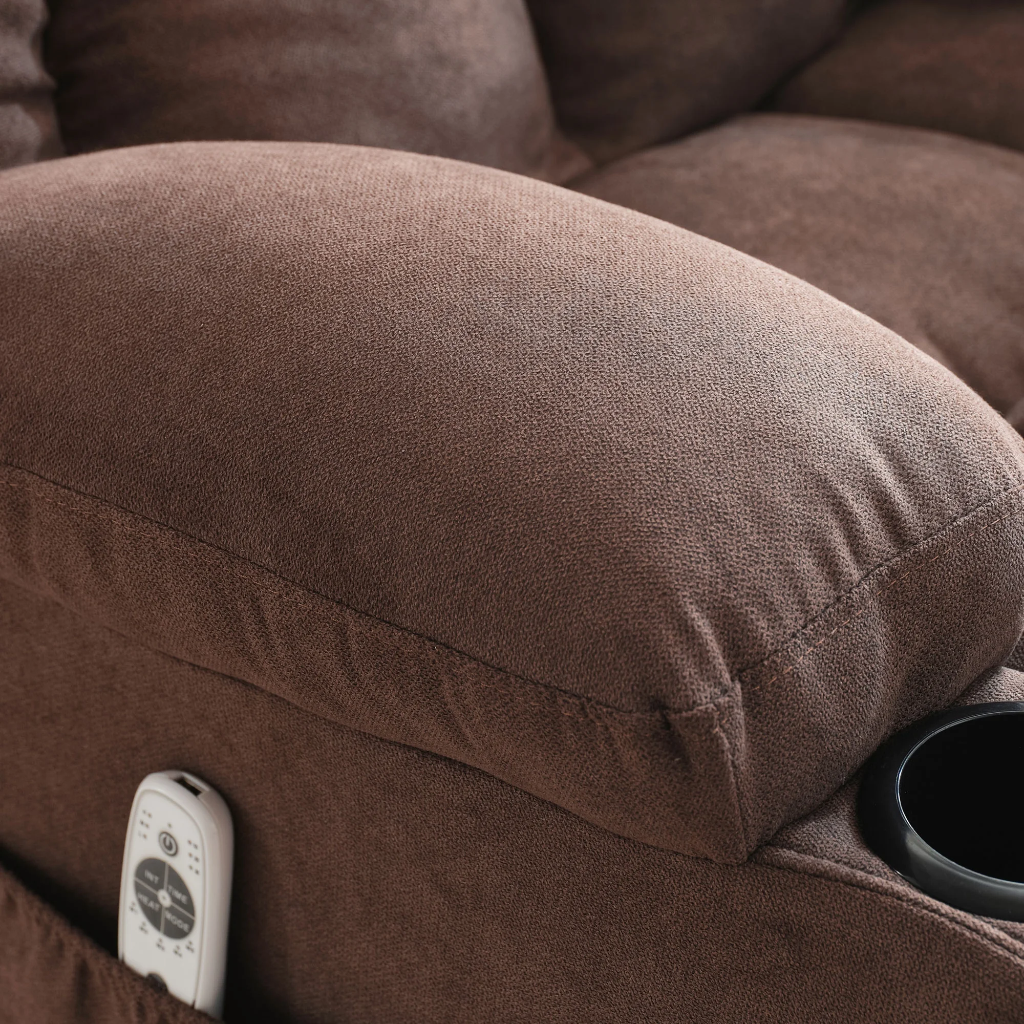 JONPONY Manual Recliner Chair with Heat Therapy and Massage Function, Heavy Duty Reclining Mechanism Massage Chair, Elderly Single Rocker Sofa with Cup Holders for Bedroom Home Theater,Grey