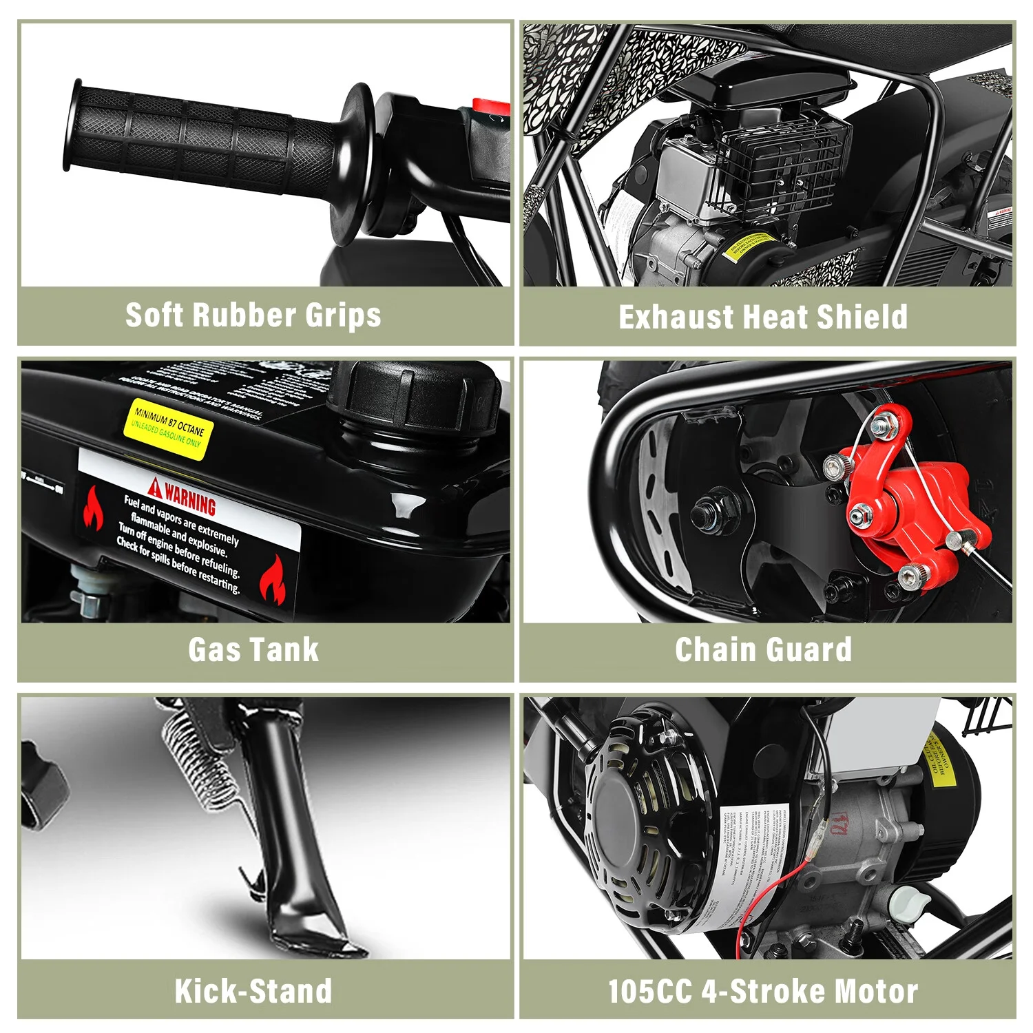 Oryxearth Mini Gas Bike, 105cc 4-Stroke Dirt Off Road Trail, 24mph, Weight Support 165 LBS, Red