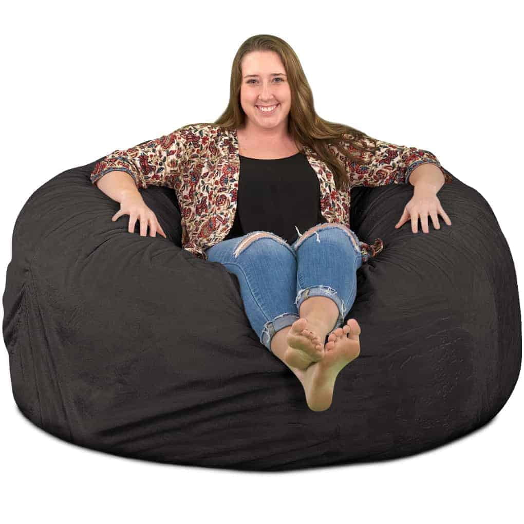Ultimate Sack 5000 (5 ft.) Bean Bag Chair in multiple colors: Giant Foam-Filled Furniture - Machine Washable Covers, Double Stitched Seams, Durable Inner Liner. (5000, Grey Suede)