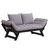 Homcom Single Person 3 Position Convertible Couch Chaise Lounger Sofa Bed, Light Grey