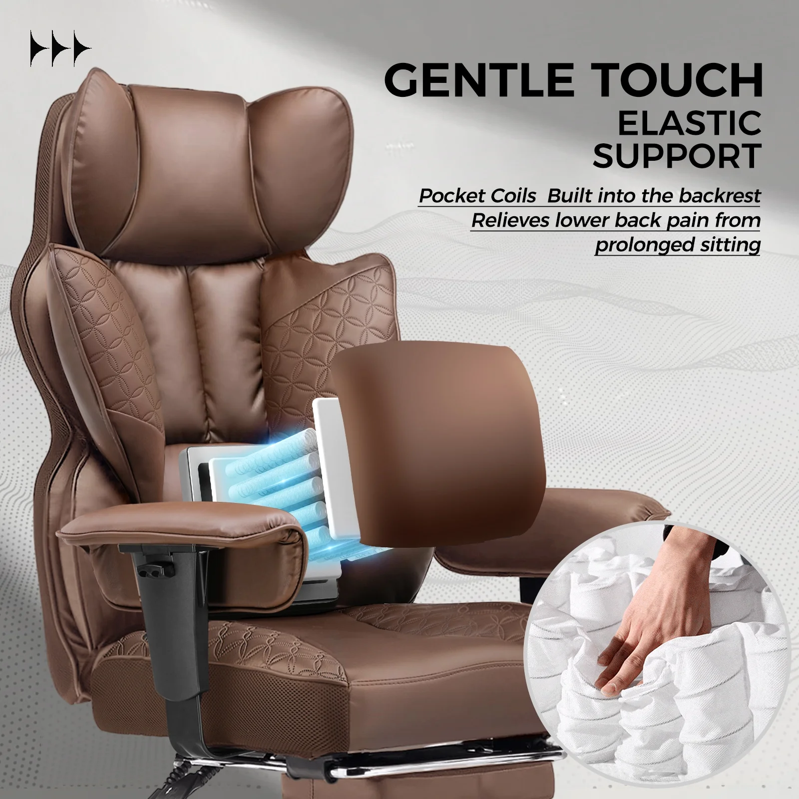 LUCKLIFE Big & Tall Office & Gaming Chair 400LBS Capacity, Wide Ergonomic Seat with Footrest, Adjustable Armrests, Black