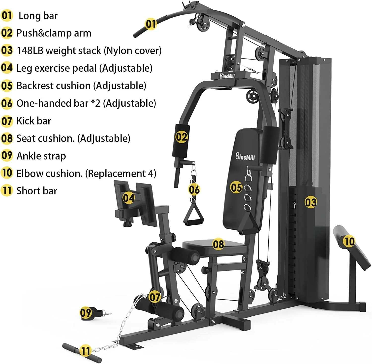 Home Gym Multifunctional Full Body Home Gym Equipment WLSCM-1148L