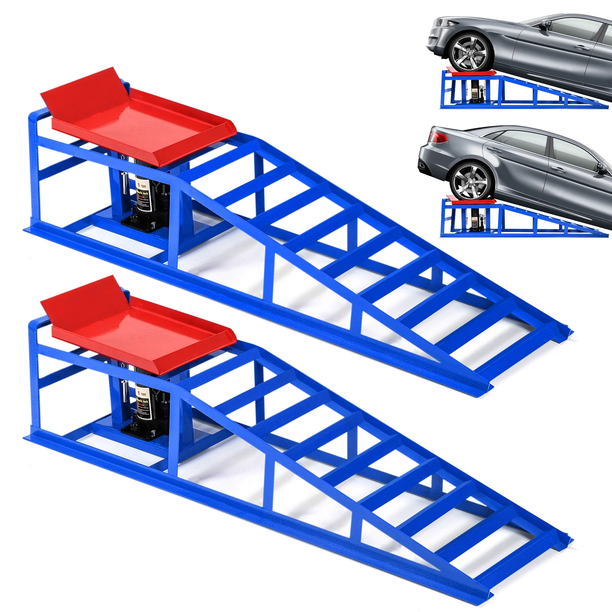 Lafati 2-Pack Hydraulic Car Ramps: Heavy-Duty Vehicle Ramps with 5T / 10000lbs Jack Load Capacity, Portable Design for Effortless Oil Changes and Car Lifts