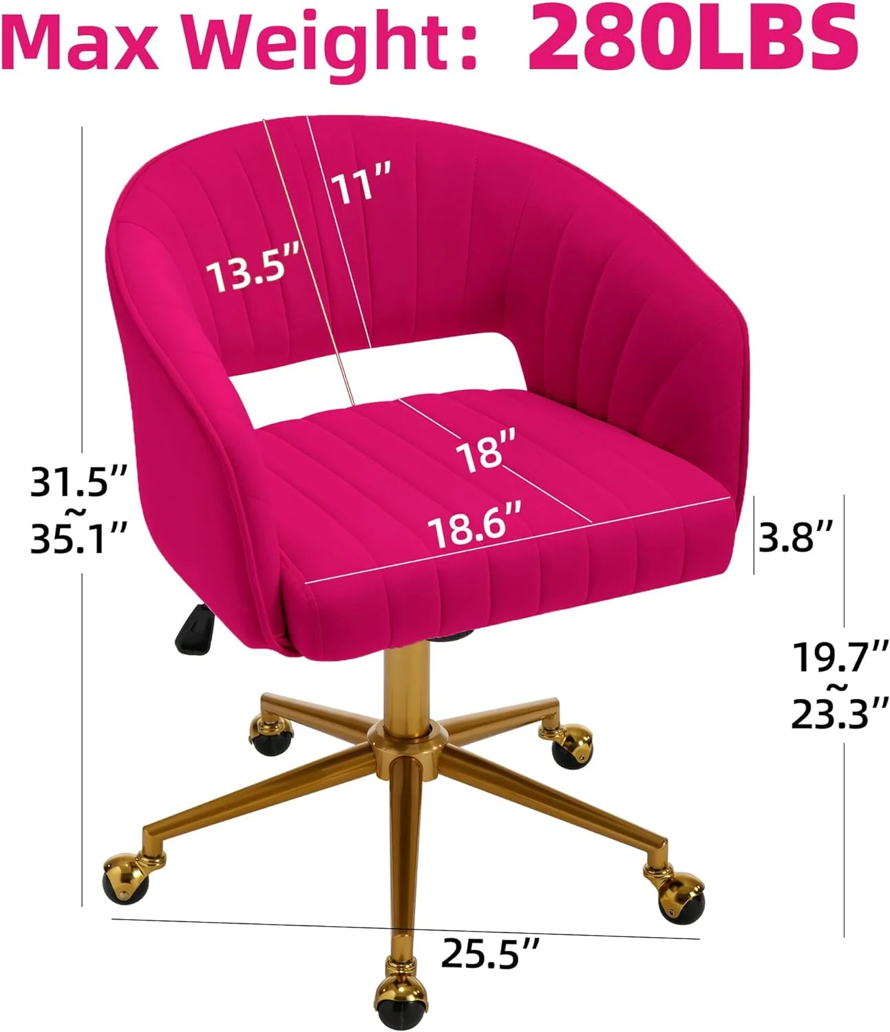 Westice Home Office Desk Chairs, Velvet Task Chair, Height Adjustable Swivel Vanity Chair with Golden Base for Vanity Study, Living Room Computer Room, Beige