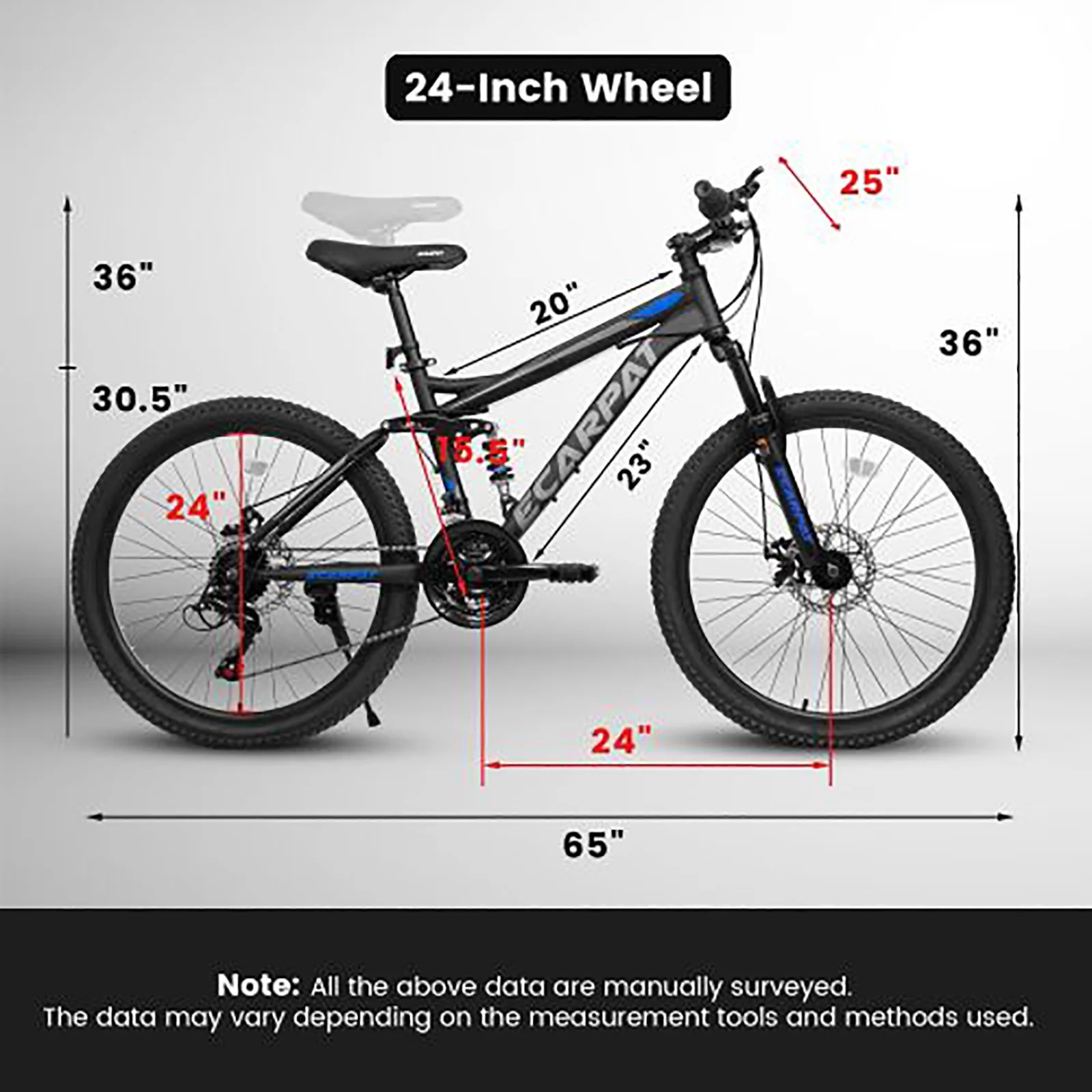 24 Inch Mountain Bike for Teenagers, High Carbon Steel Frame, Dual Full Suspension Mountain Bike, Mountain Tire, 21 Speed Mens Womens Outdoor Cycling, Birthday Gifts