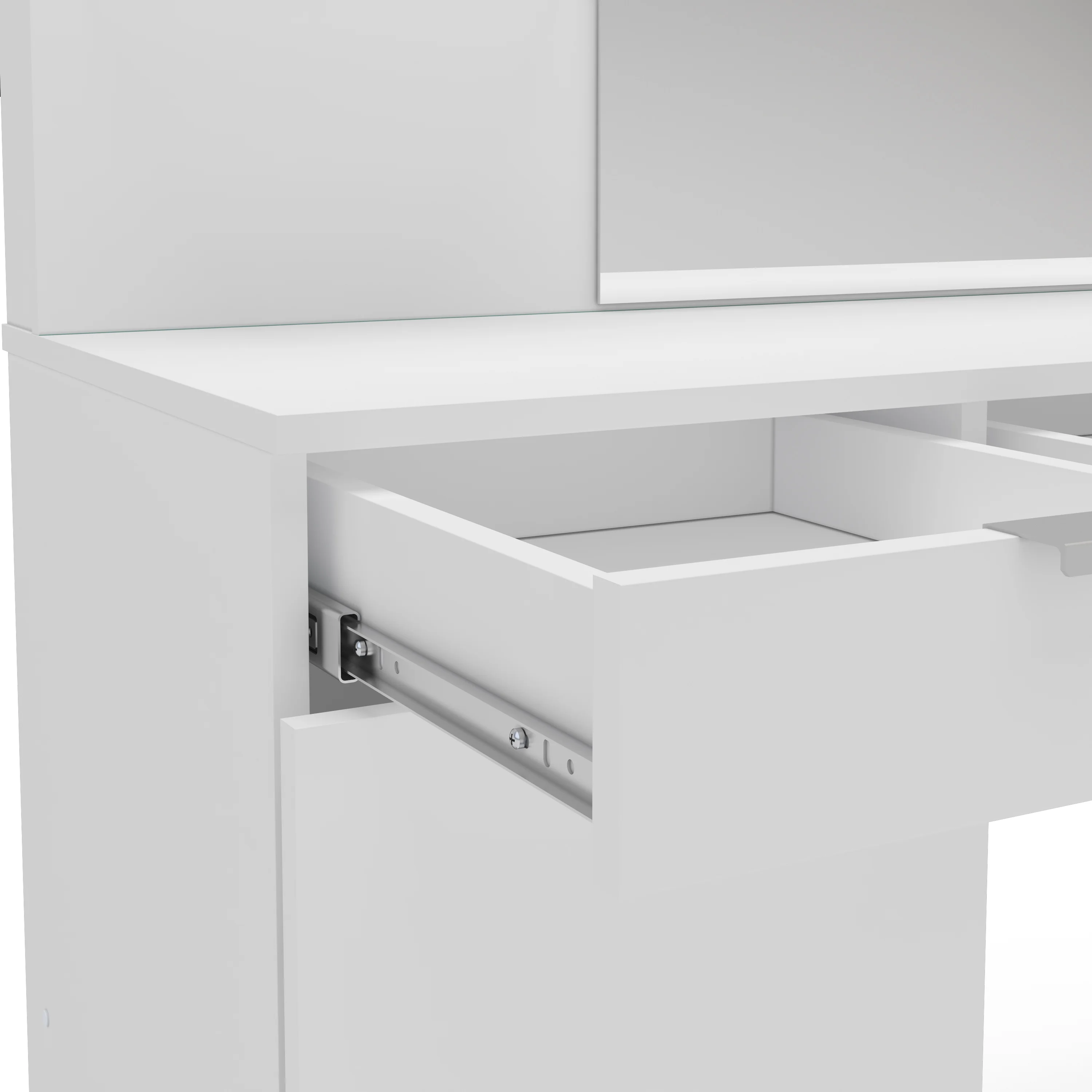 Polifurniture Amelia Modern Makeup Vanity Table with Mirror, White Finish