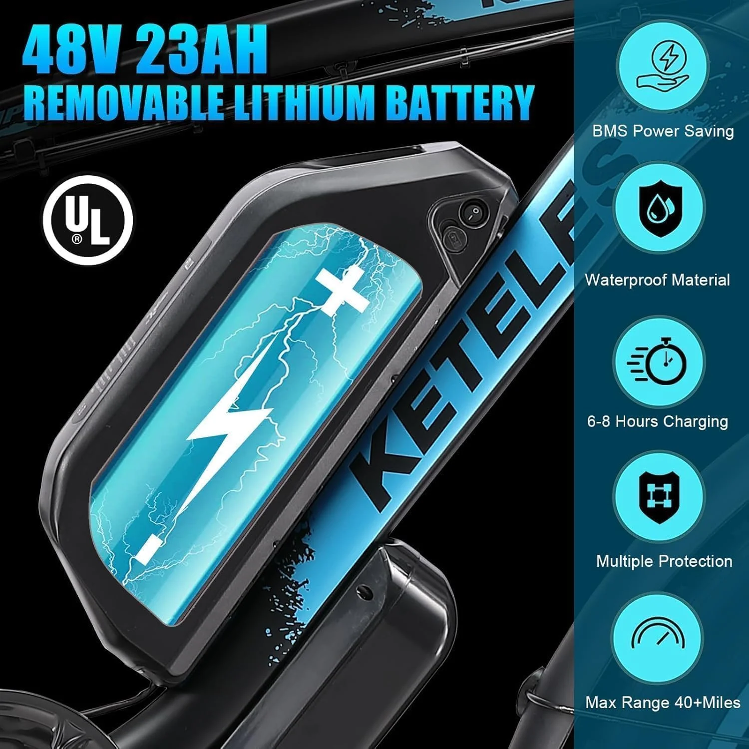 KETELES Electric Bike for Adults, Peak 4000W Dual Motor Ebike��26