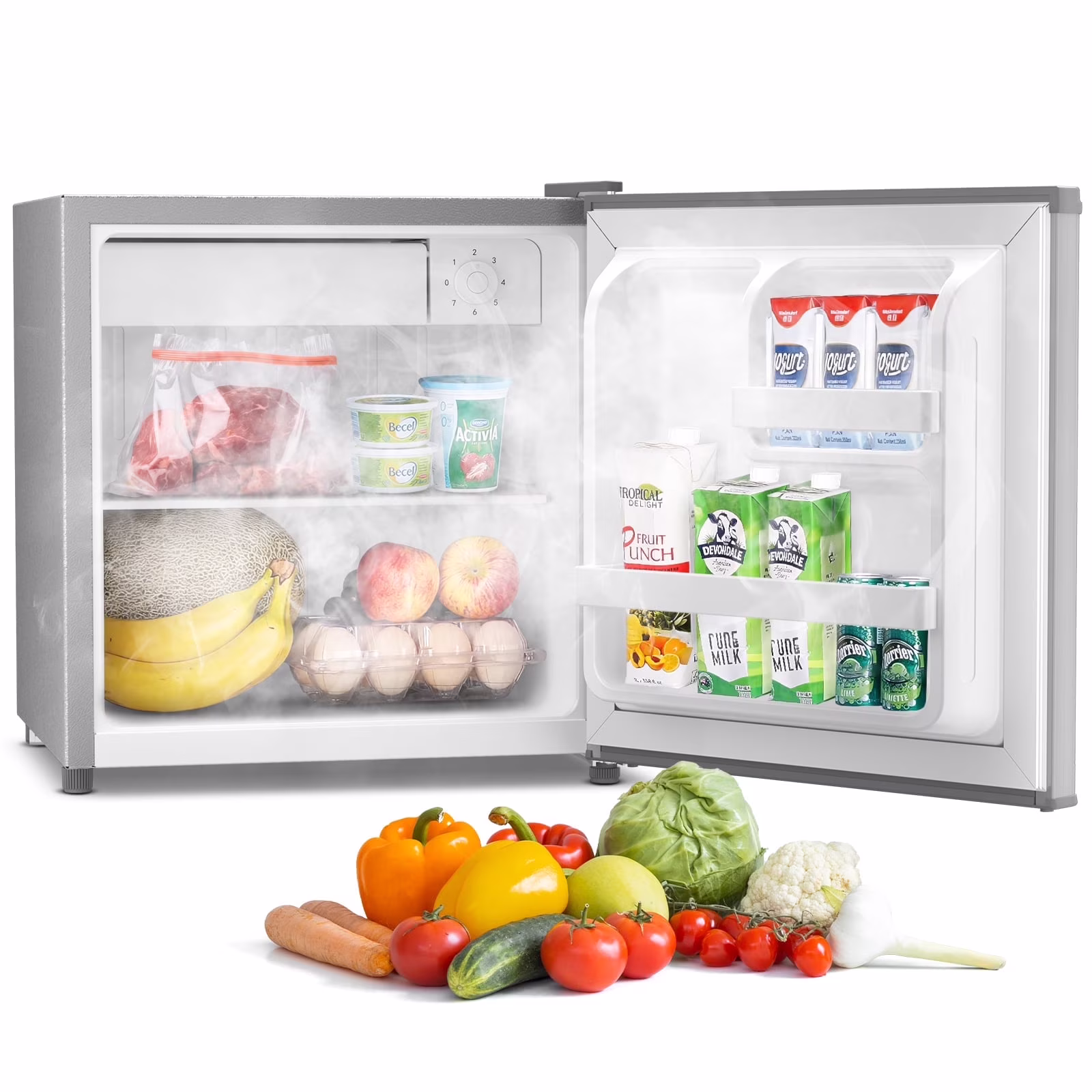 Auseo 1.7 cu.ft. Compact Refrigerator Mini Fridge, Retro Style, Low Noise & Energy Saving, Adjustable Temperature, for Kitchen/Office/Apartment/Dormitory-White