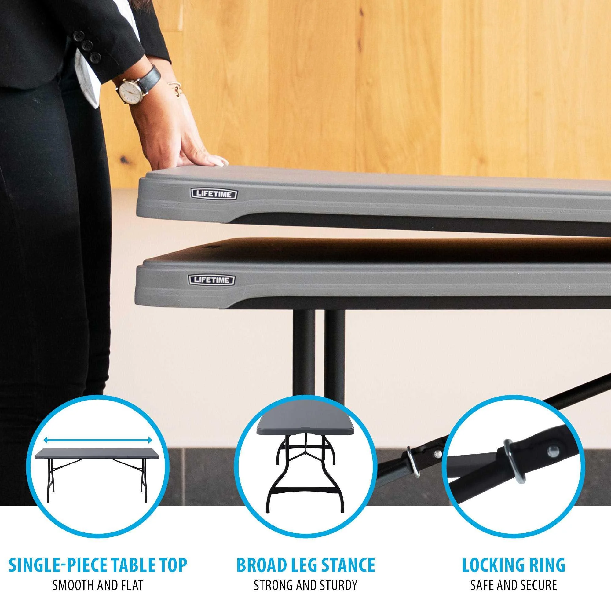 Lifetime 6 Foot Rectangle Folding Table, Indoor/Outdoor Commercial Grade, Black (280350)