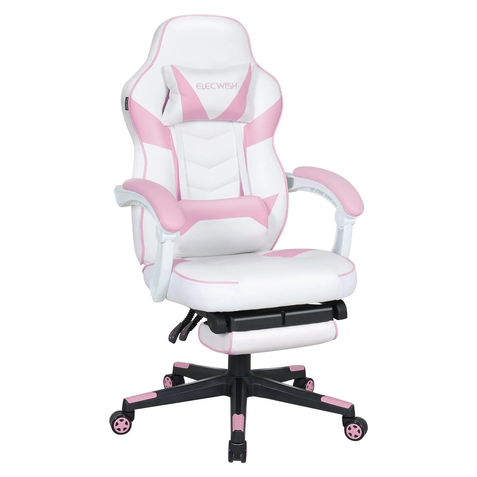 Elecwish Adjustable & Ergonomic Swivel Gaming Chair, White