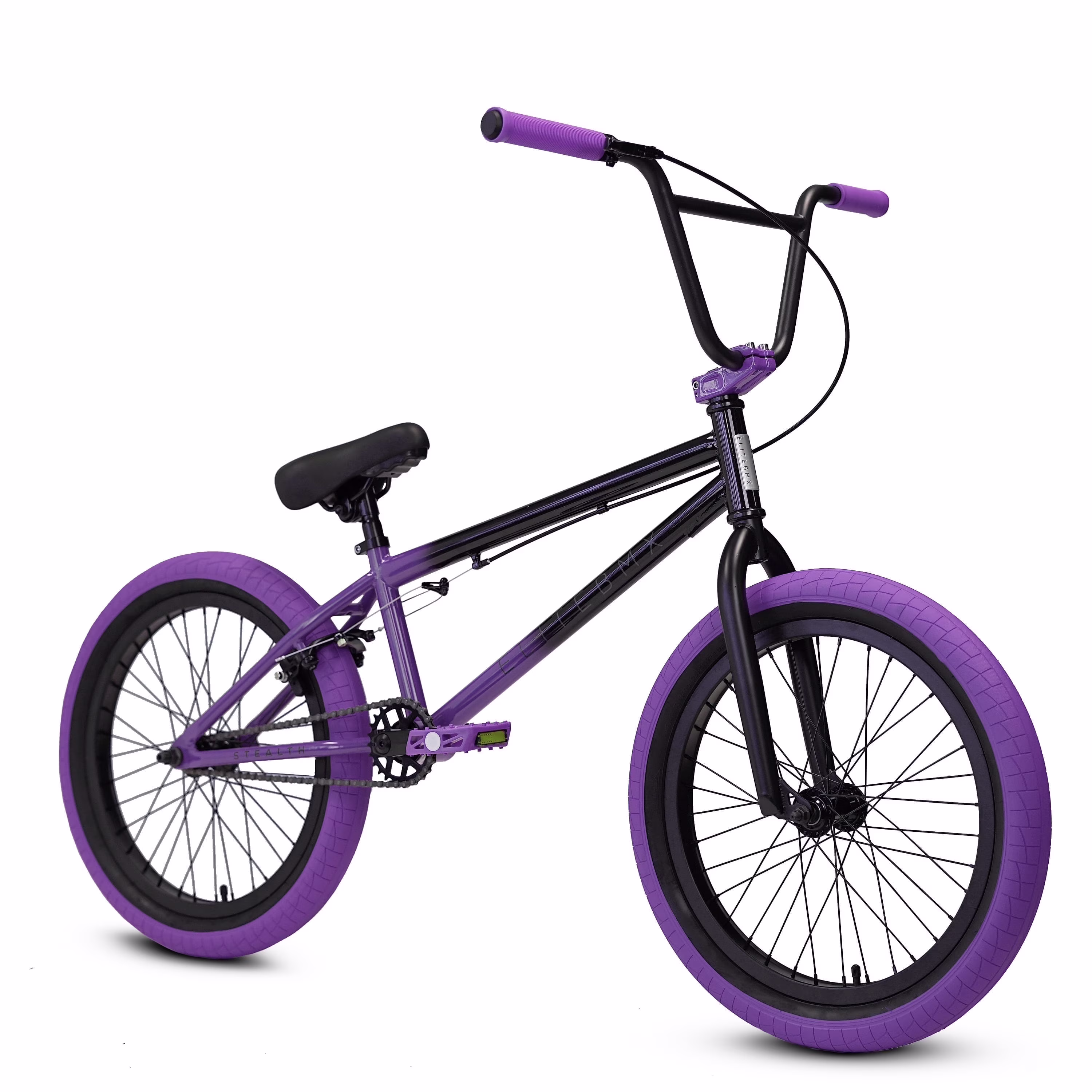 Elite BMX Bicycle 20�� Freestyle Bike - Stealth Blue Purple Ideal for Ages 7 to 18 Years