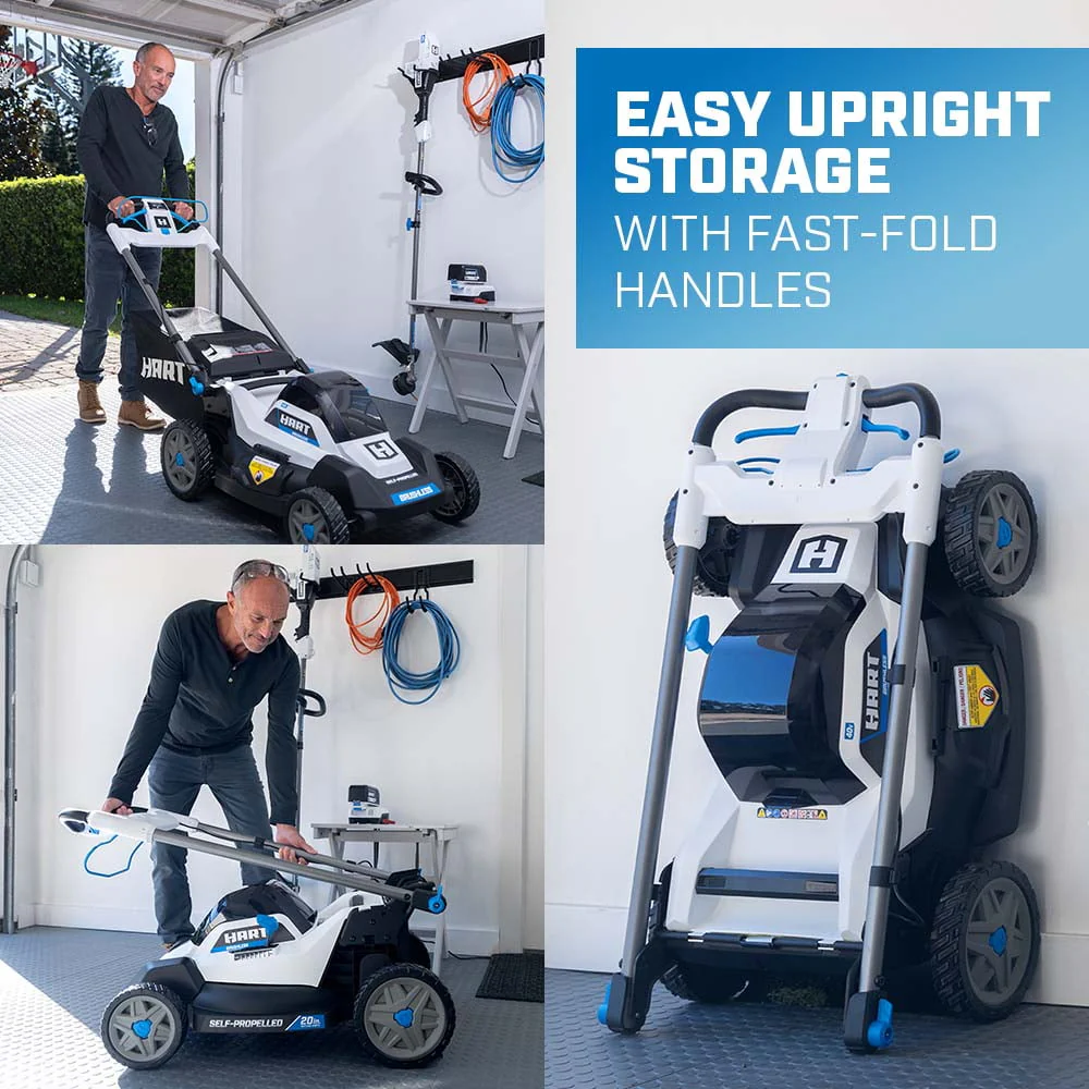 HART 40-Volt 20-inch Self-Propelled Battery-Powered Brushless Mower Kit, (1) 6.0Ah Lithium-Ion Battery