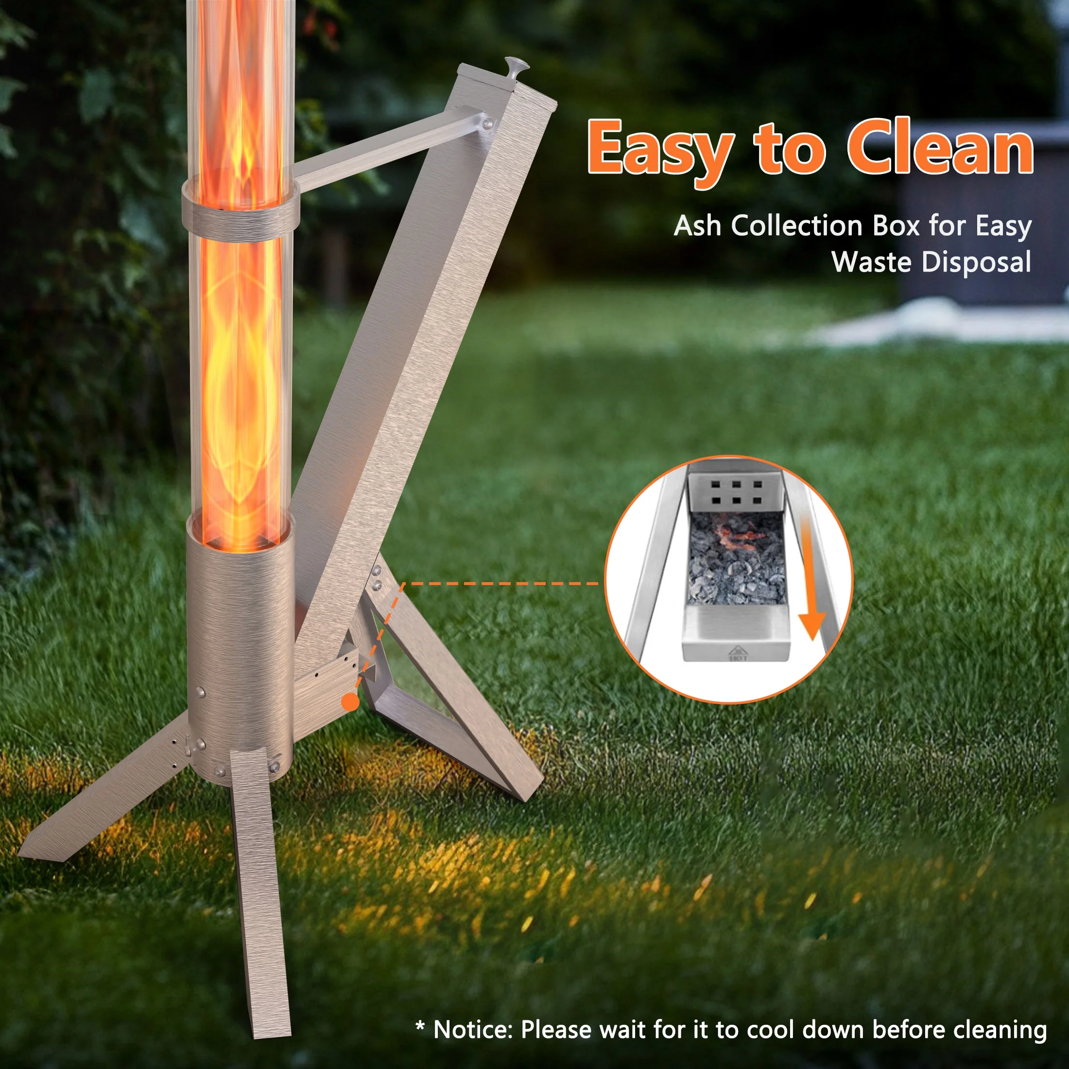 Yardmaster Pellet Rocket, Smokeless Patio Heater, 430 Stainless Steel Pellet Atmosphere Torch, Upgraded Ash Box & tripod Base, for Outdoor Patio Camping and Pooling