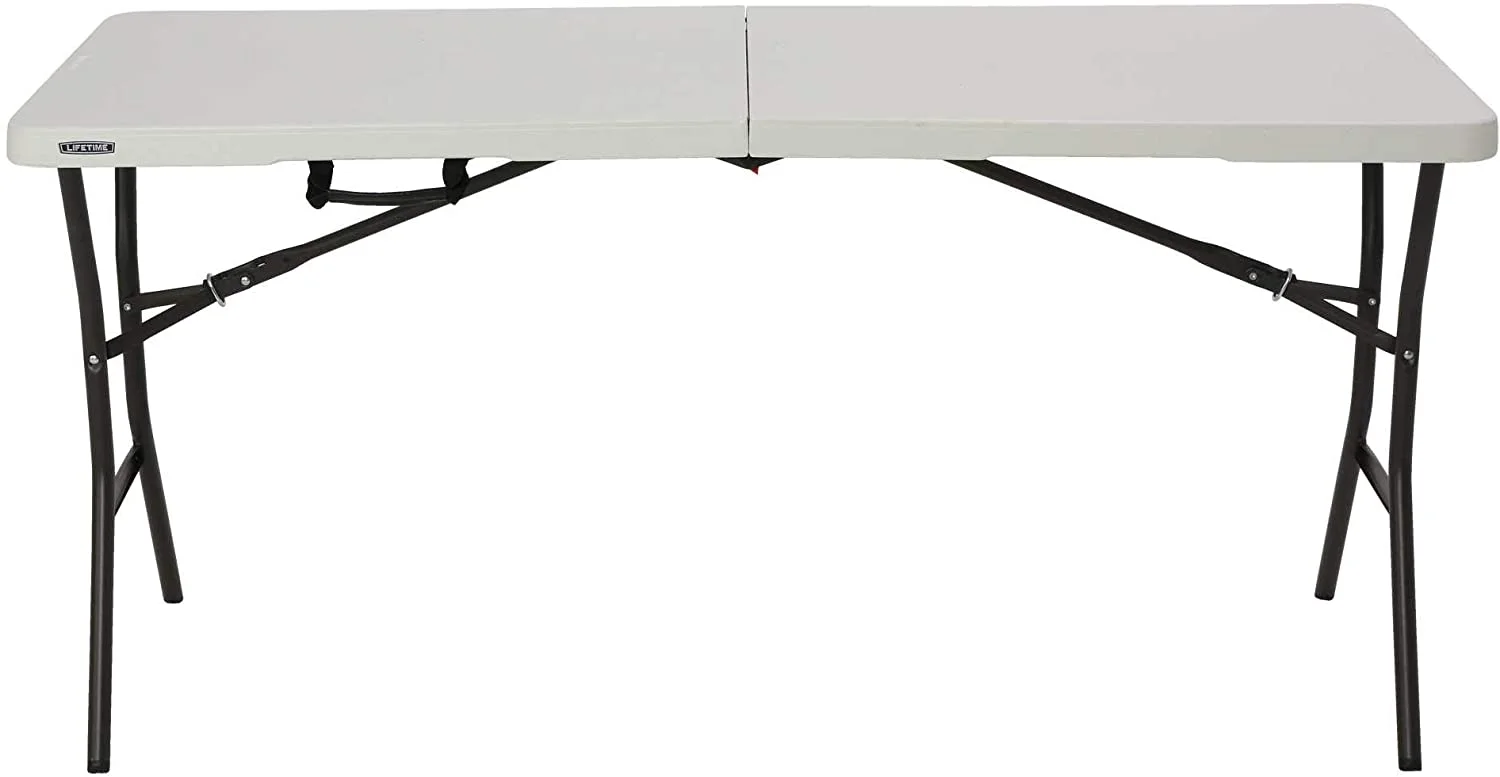 Lifetime 5 Foot Fold-in-Half Table, Indoor/Outdoor Essential, White Granite (80513)