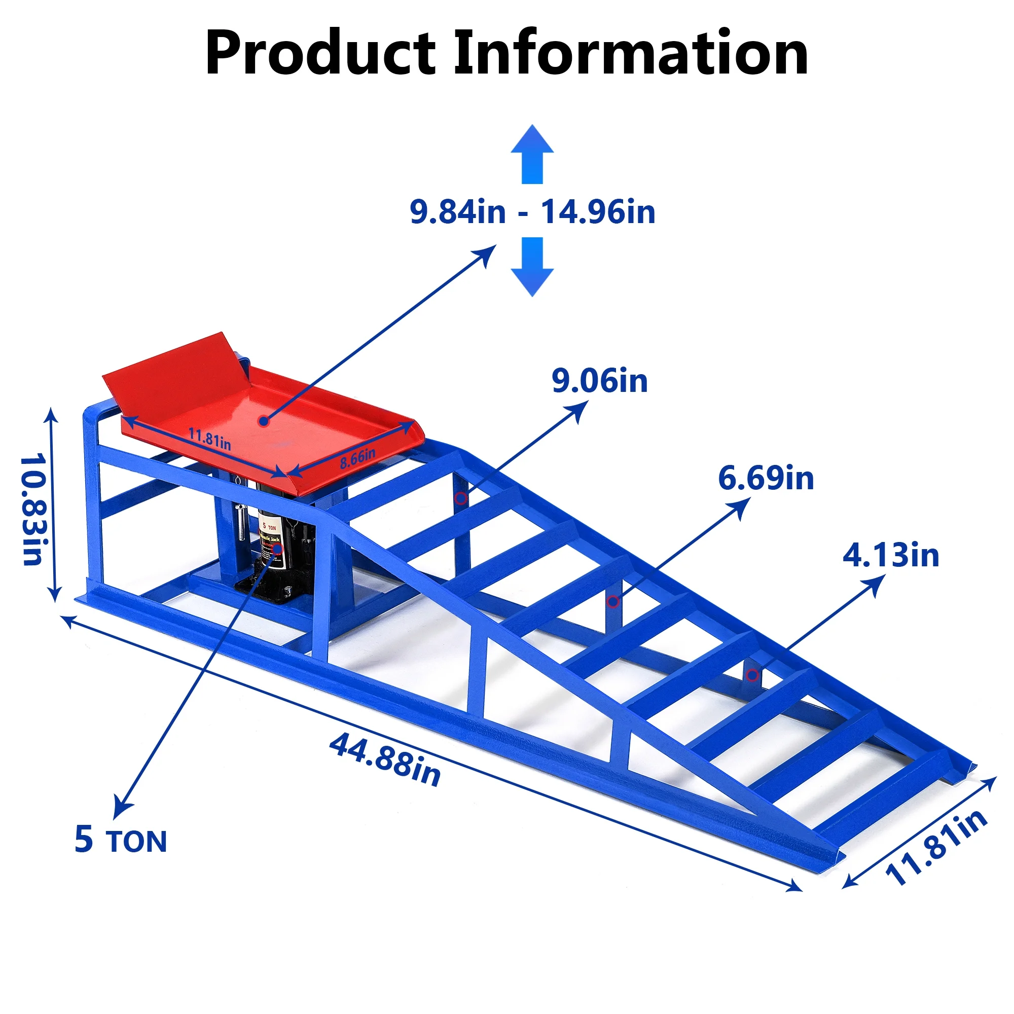 Lafati 2-Pack Hydraulic Car Ramps: Heavy-Duty Vehicle Ramps with 5T / 10000lbs Jack Load Capacity, Portable Design for Effortless Oil Changes and Car Lifts