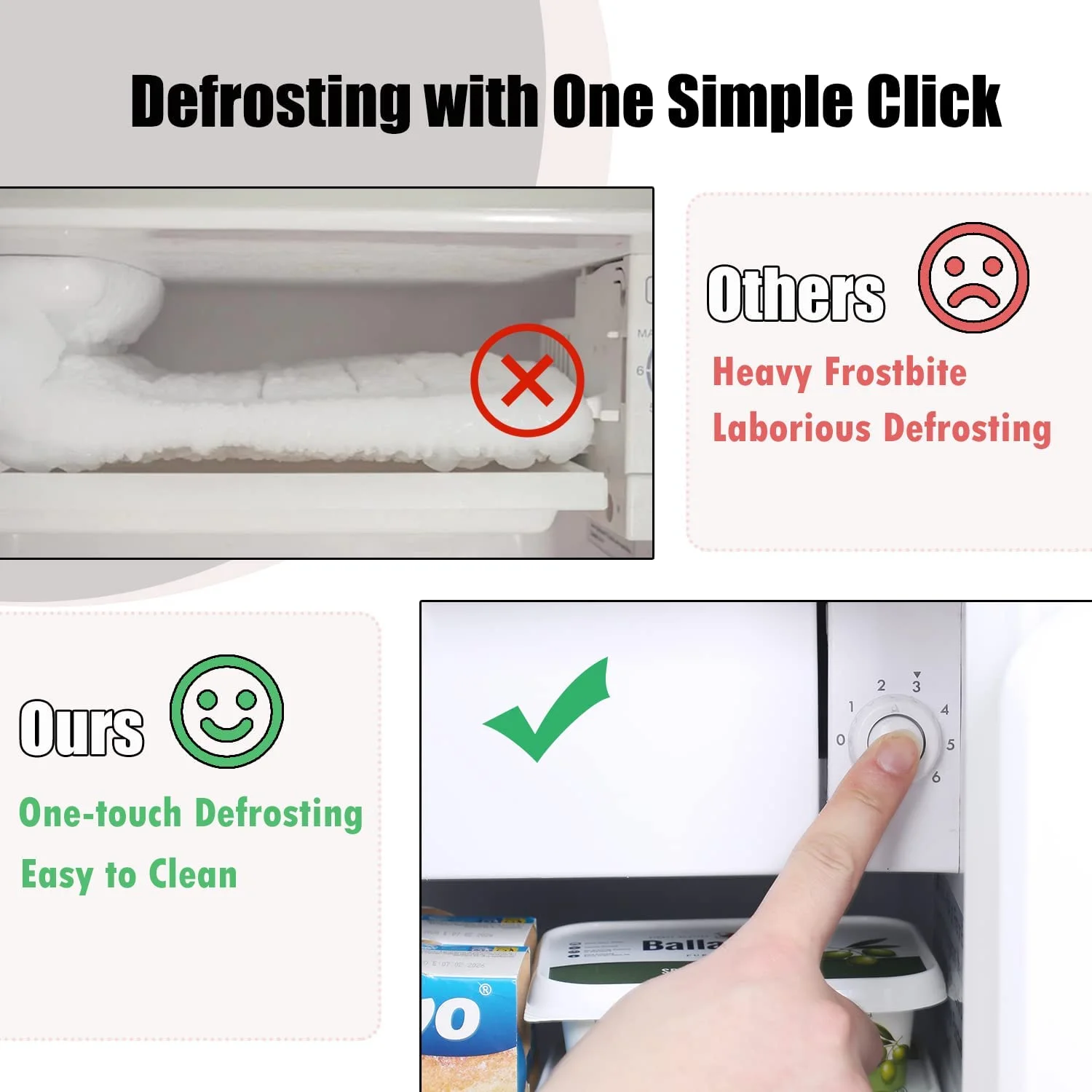 Frestec 1.6 Cu.Ft Mini Fridge with Freezer, Compact Refrigerator, Energy Efficient for Office, Apartment, Dorm, Bedroom