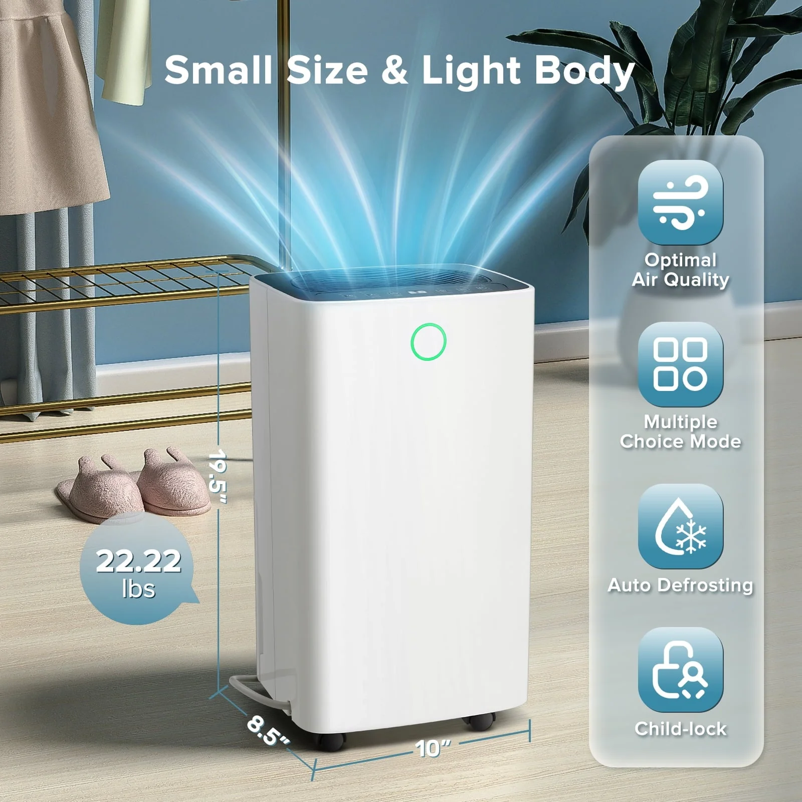 KISSAIR 30 Pint Dehumidifiers, 1000 Sq. Ft Dehumidifier with Drain Hose, 0.53 Gallon Water Tank, 3 Operation Modes, 24H Timer, Portable Dehumidifier for Basement/Bathroom/Laundry Room