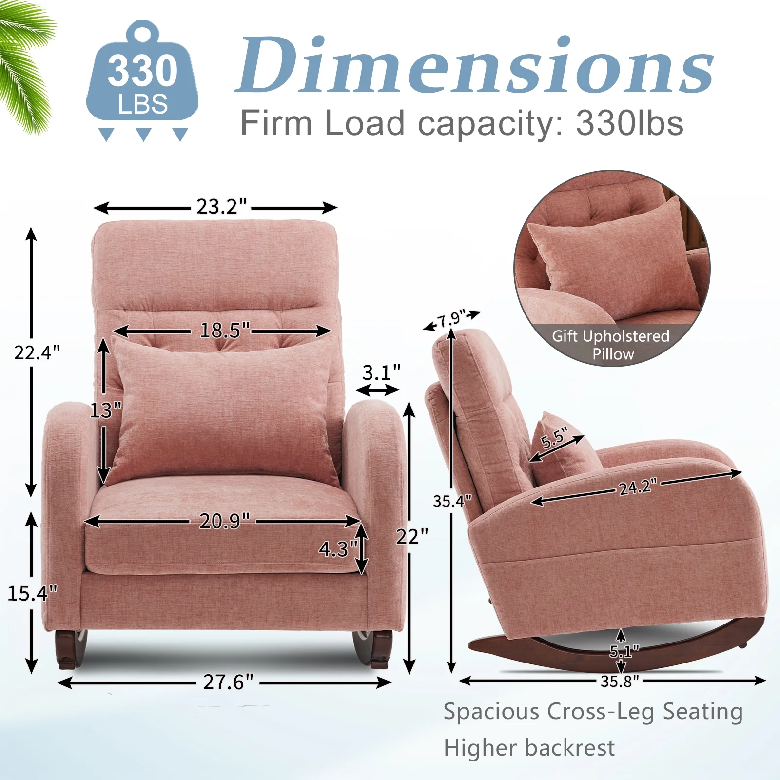 Ktaxon Rocking Accent Chair Glider Reading Chair Comfy Teddy Velvet Upholstered Single Sofa Rocker for Living Room, Nursery, Bedroom Beige