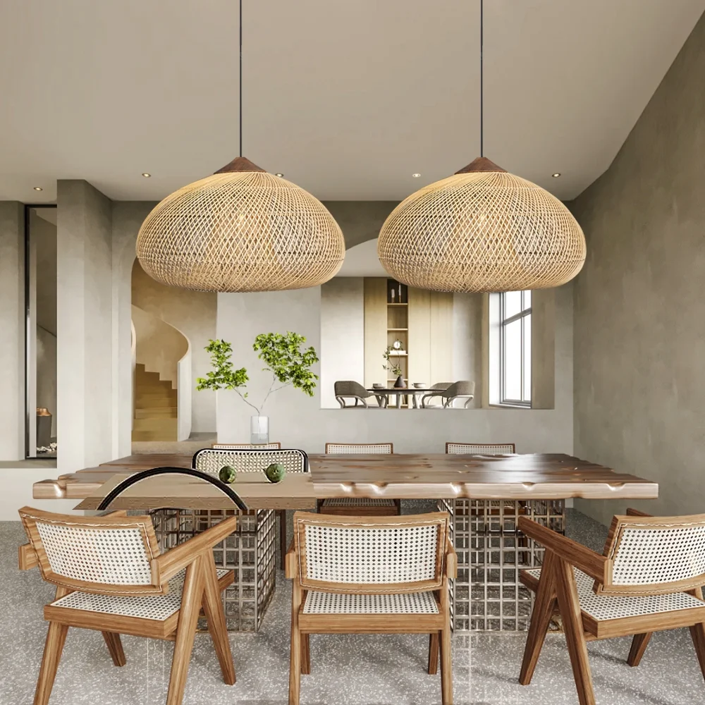 Arturesthome Japanese Style Wabi-sabi Style Rattan Pendant lampshade