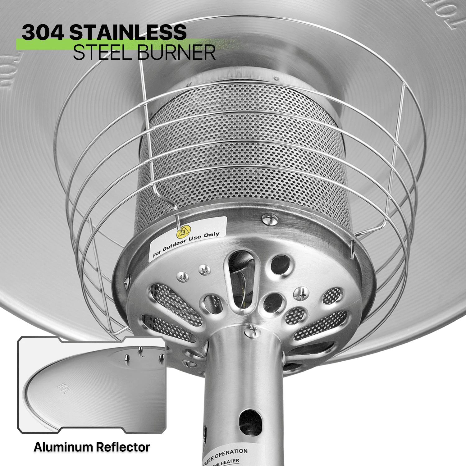 Magshion 11,000 BTU Stainless Steel Patio Heater Portable Propane Gas Standing Tabletop Patio Heater with Pilot Light for Outside Garden, Black