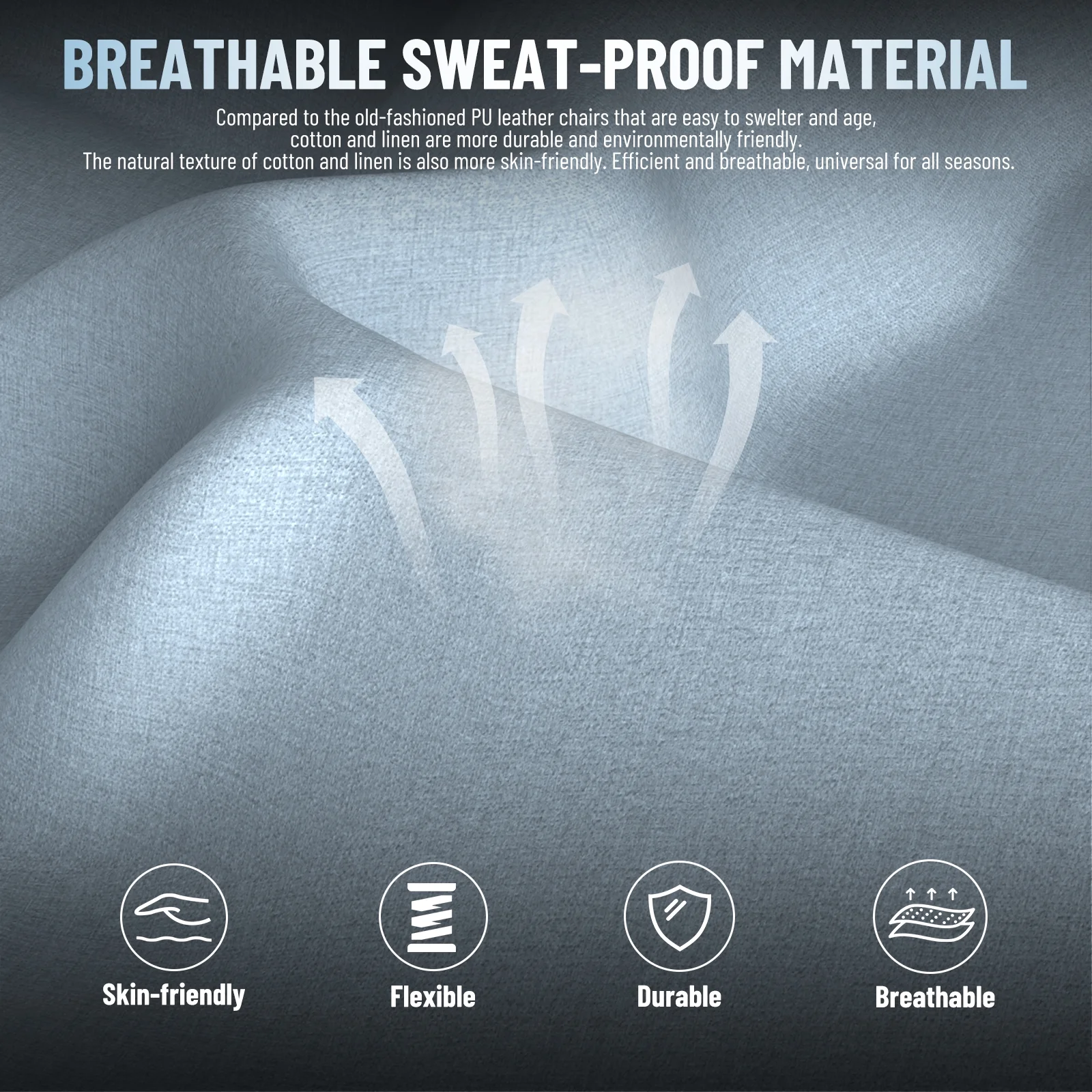 SOONTRANS Gaming Chair for Adults, Ergonomic Linen Fabric Computer Chair with Massage Lumbar Pillow, Gamer Game Chair with Adjustable Headrest, Comfortable Office Chair for Home, White