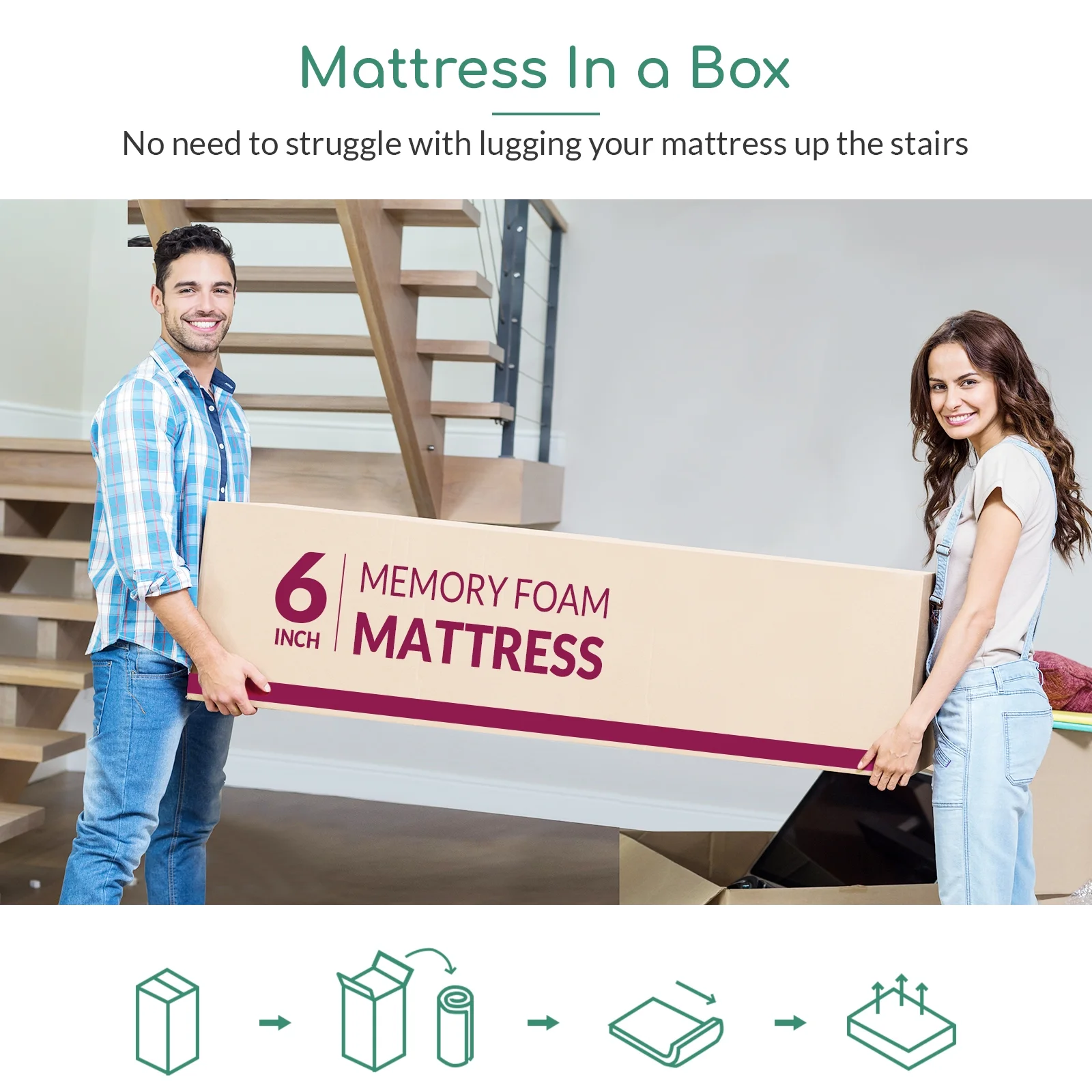 Mattress, 6 inch Gel Memory Foam Mattress in a Box for Bunk Bed, Trundle Bed,  Medium Feeling Bed Mattress for Pressure Relieving, Motion Isolation, Made in USA