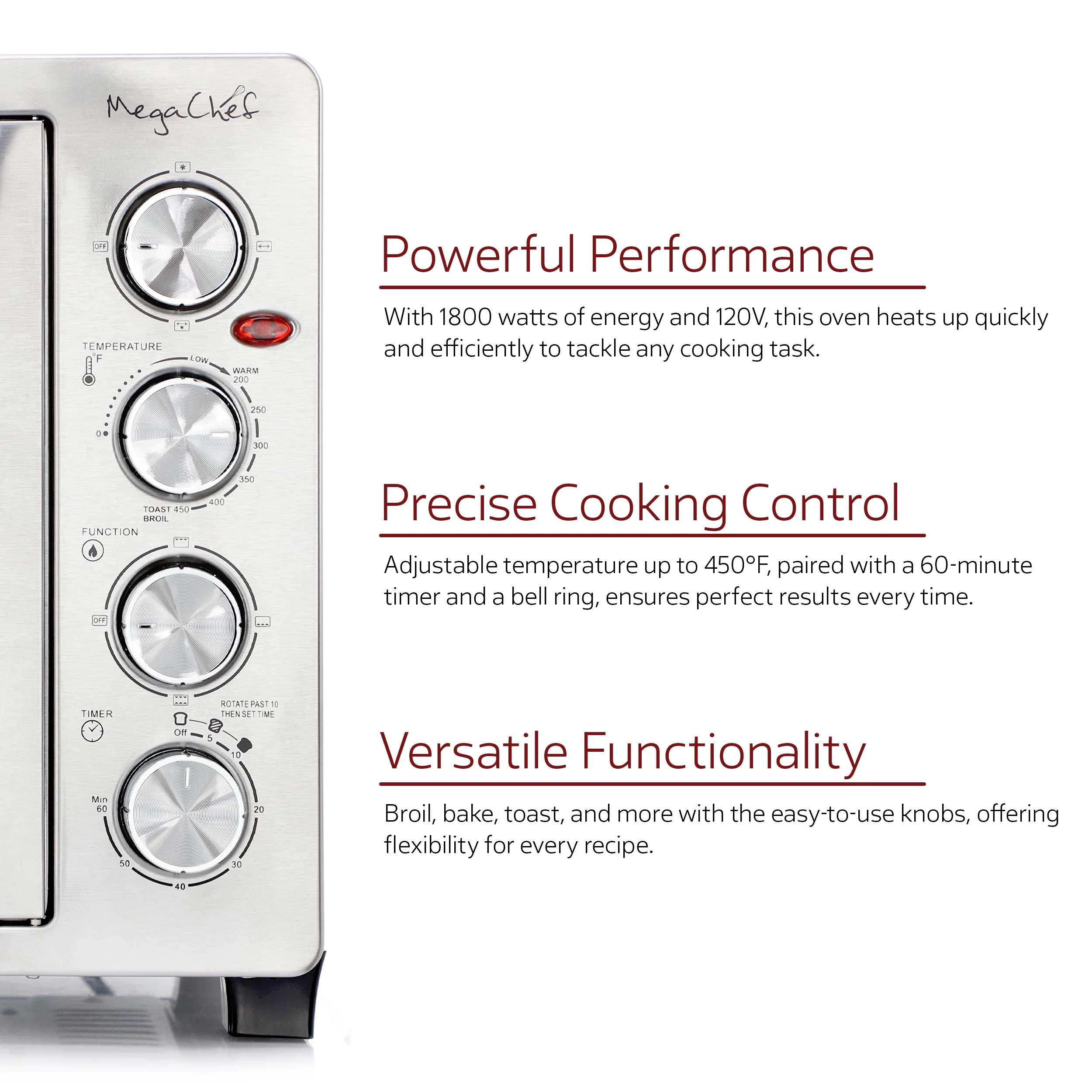 MegaChef 45 Quart Electric French Door Rotisserie Convection Counter Top Oven