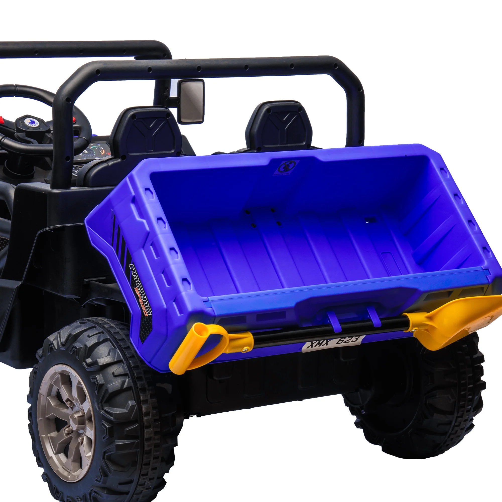 Xuanlur 24V 2 Seater Kids Ride on Car Truck, Ride on UTV W/ 2x200W Motor, 24 Volt Ride on Toys W/ Dump Bed/Shovel, Electric Car for Kids W/ Durable Tires, LED Light, Music, Remote Control, Black