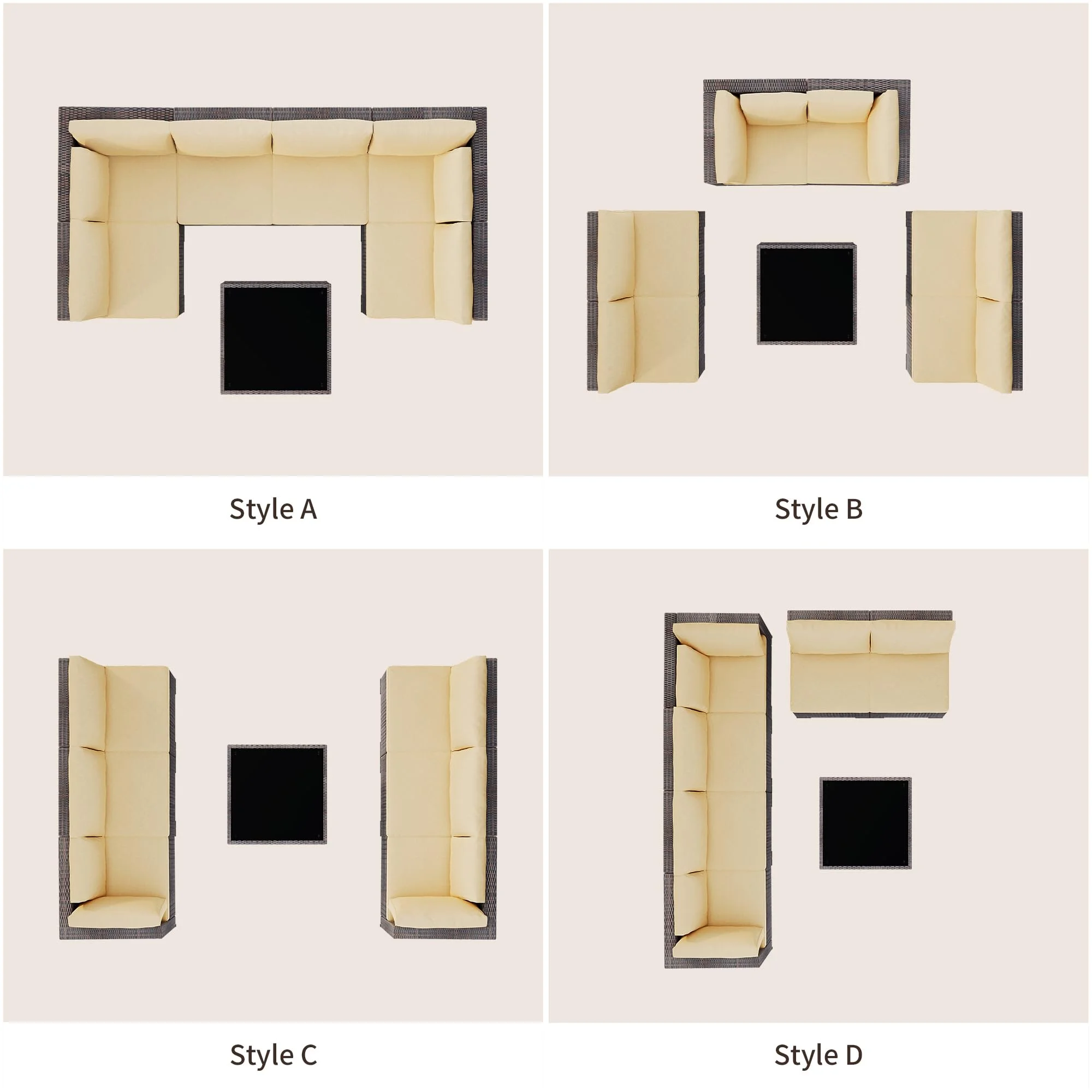 Patio Furniture Set, Lofka 7 Piece Outdoor Sectional Furniture Chair Set with Cushions and Coffee Table, Gray