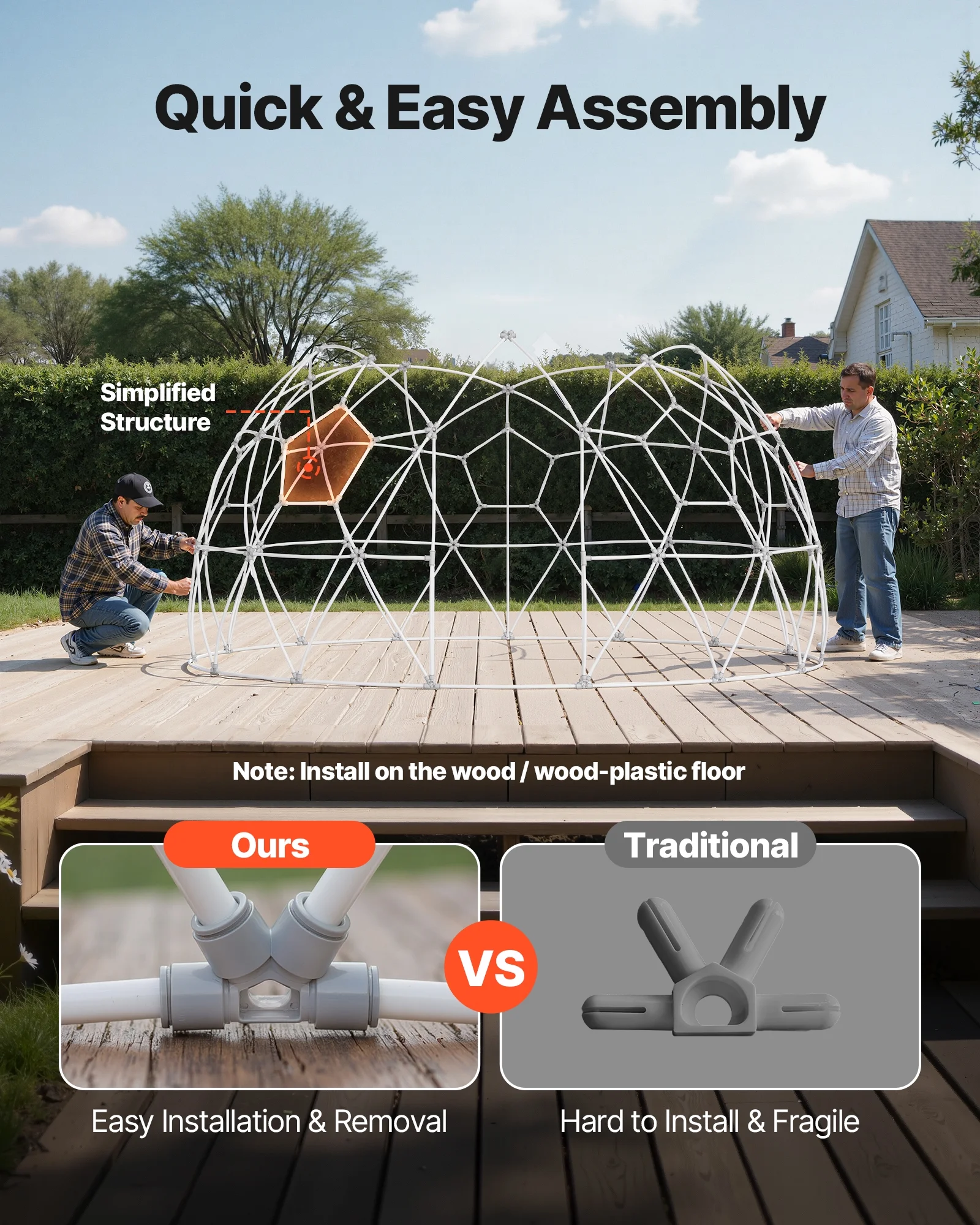 VEVOR Garden Dome Tent, 12 x 7.2 ft Outdoor Clear Bubble Tent for 4-7 Person, Weatherproof Geodesic Dome Greenhouse with Window, PVC Igloo Tents for Backyard Patios Camping Party Wedding