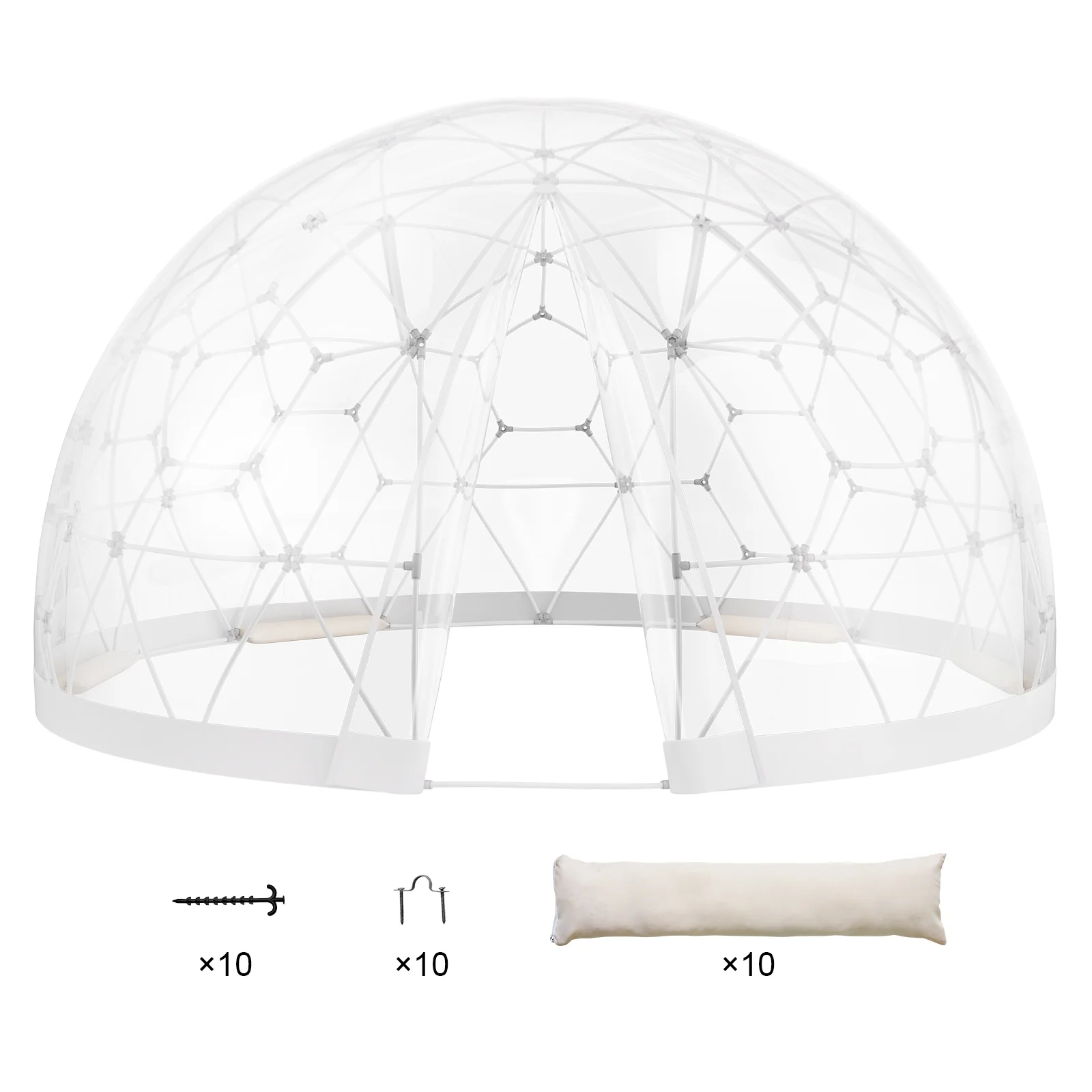 KFFKFF Outdoor Dome Shelter, 9.5 FT Clear PVC Garden Tent, Waterproof Geodesic Dome Tent with Window for Patio, Backyard Dining, and Parties